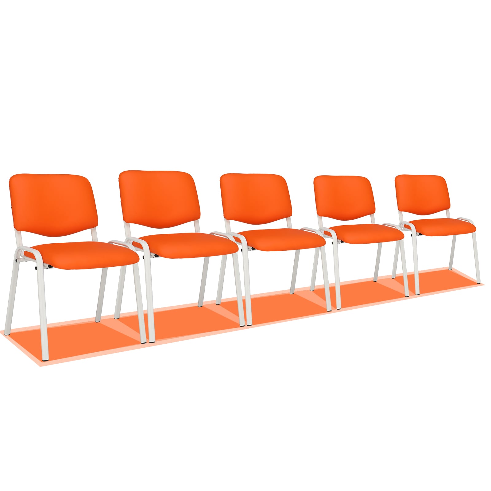VINGLI - 5-Pack Stackable PU Church Chairs for Meeting Office Lobby Orange