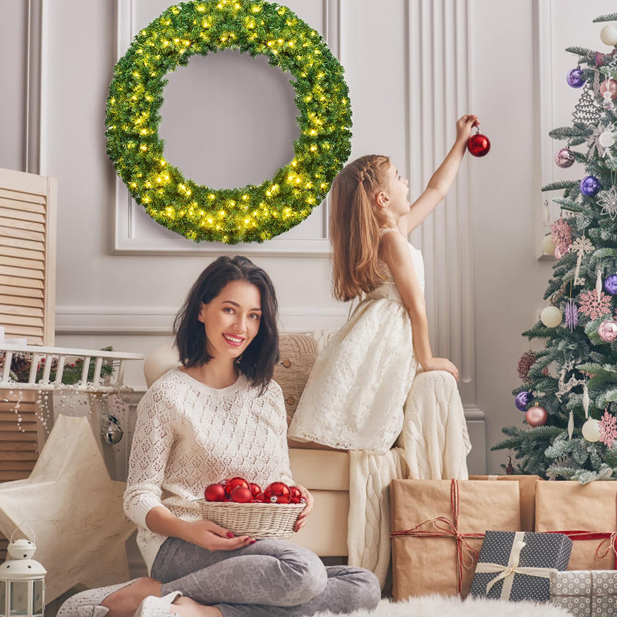 Costway CM22821 Artificial-Christmas-Wreaths - View #7