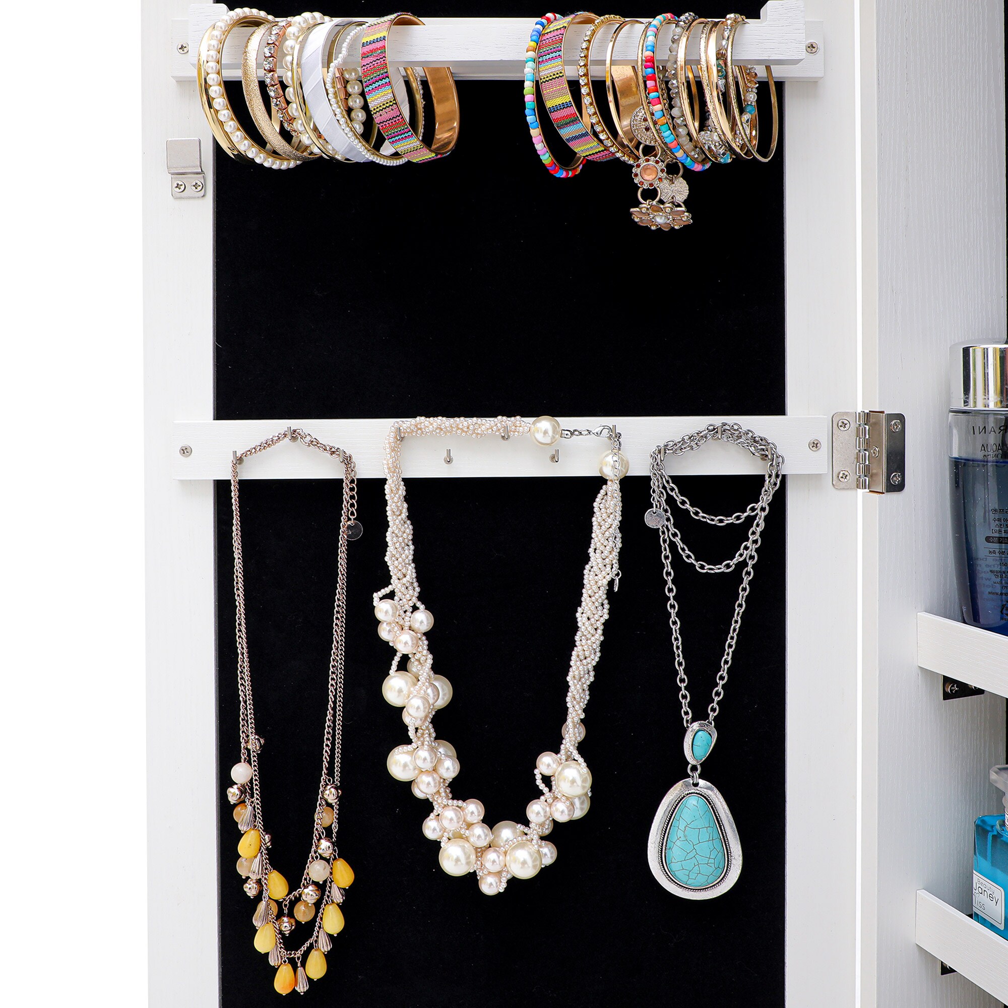 Pouuin Contemporary White Jewelry Armoire | Hanging or Wall-Mounted ...