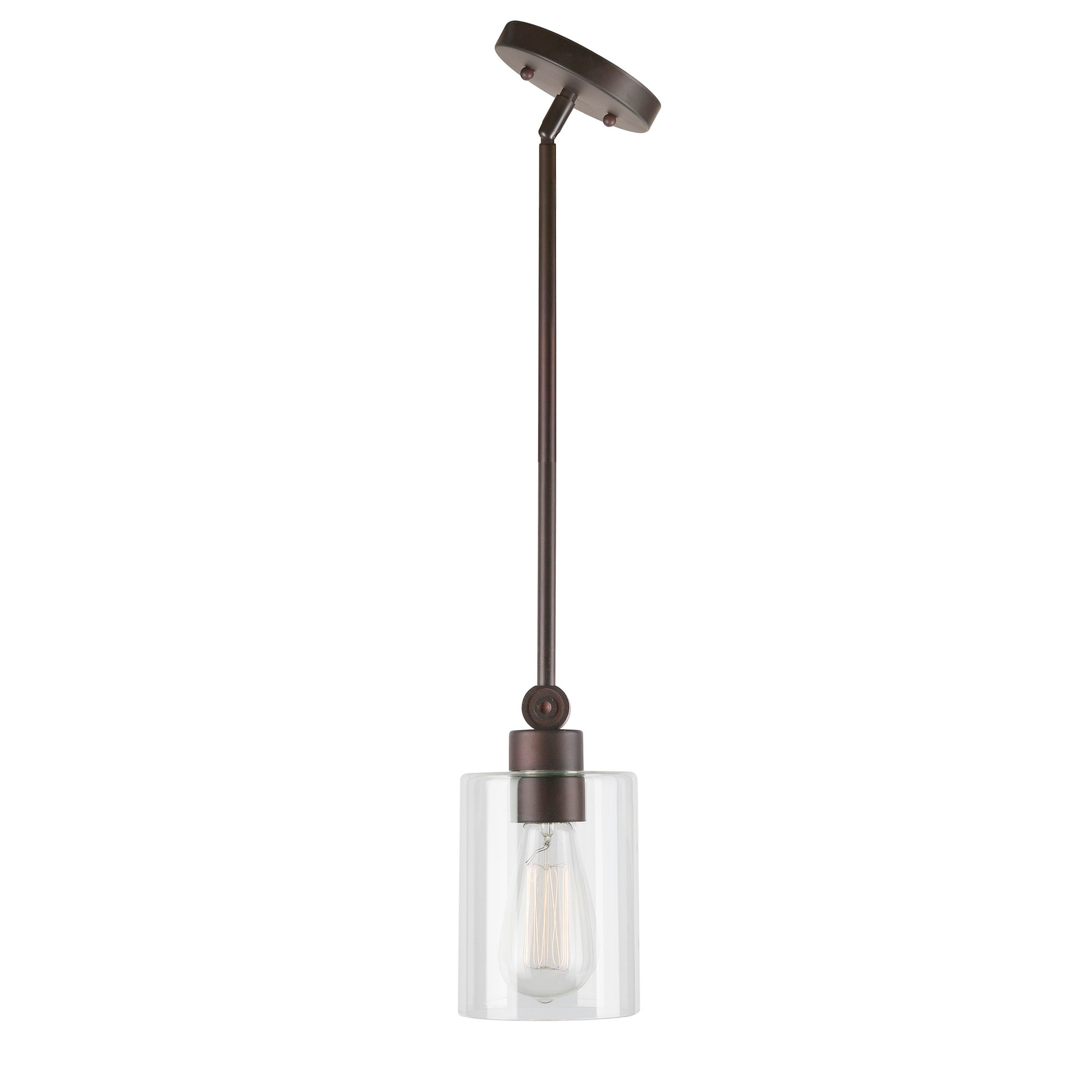 Antique Bronze Mini Drum Pendant with Clear Glass Shade