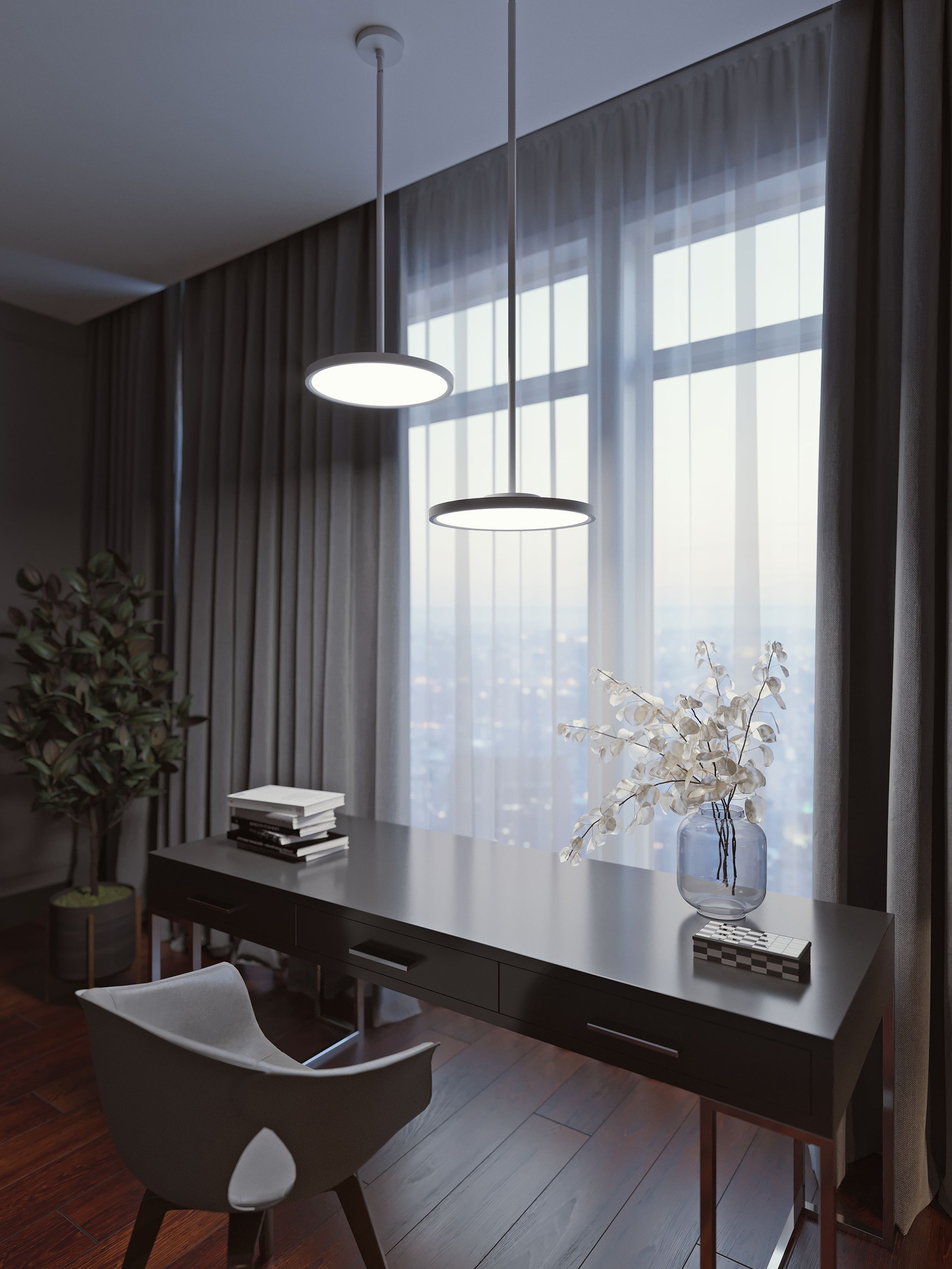 Edge 16'' Black Aluminum LED Round Pendant Light
