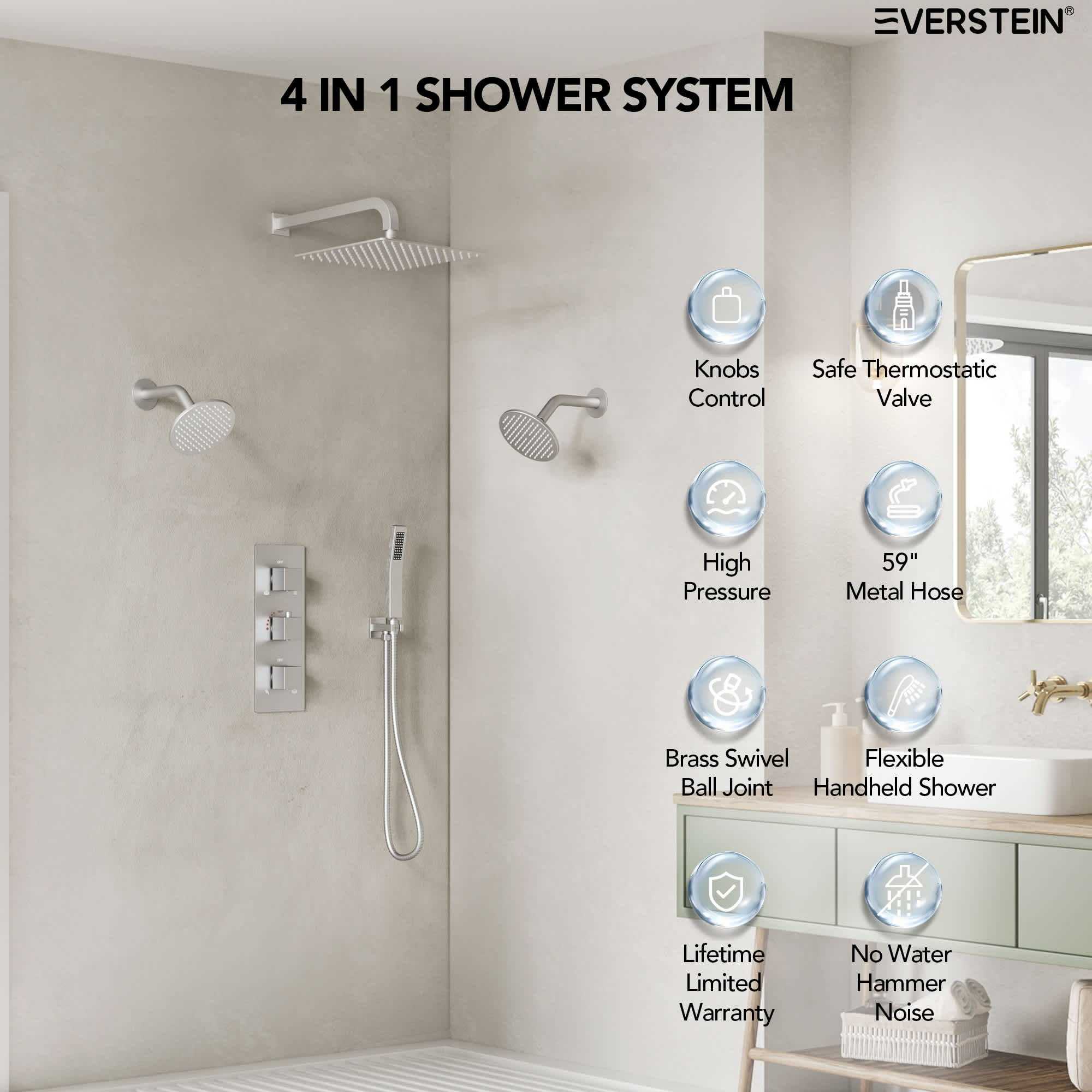 EVERSTEIN SFS-1066-NK12 Showerhead-Bar-Panels - View #3