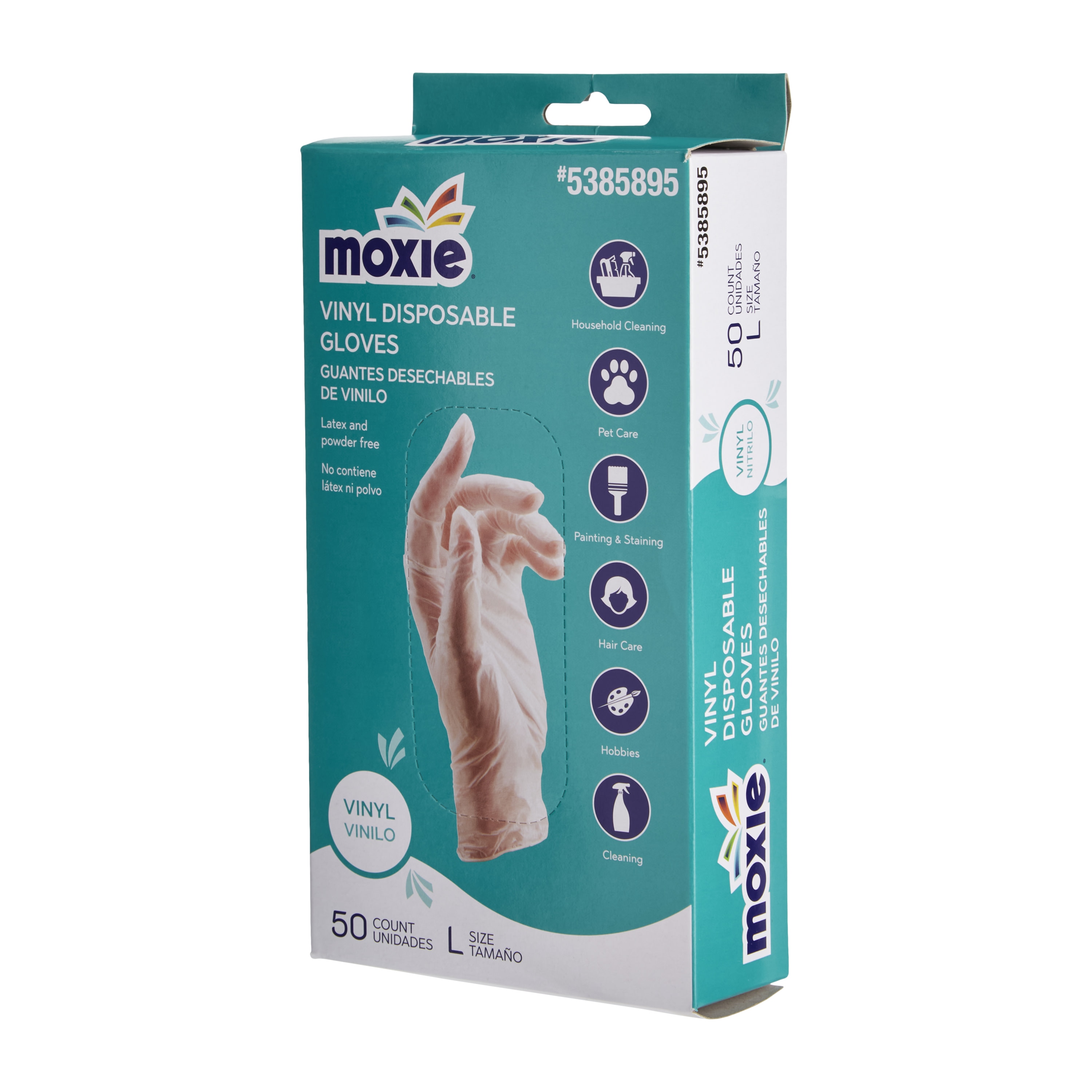 MOXIE 401076 Large 50 -Count Vinyl Disposable cleaning gloves 25 -Pairs