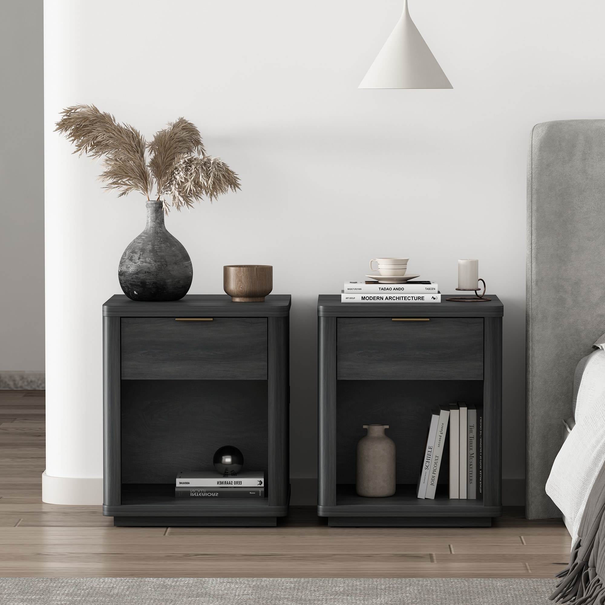 Manhattan Comfort 2-NS011-CH Evelyn Grey Nightstand