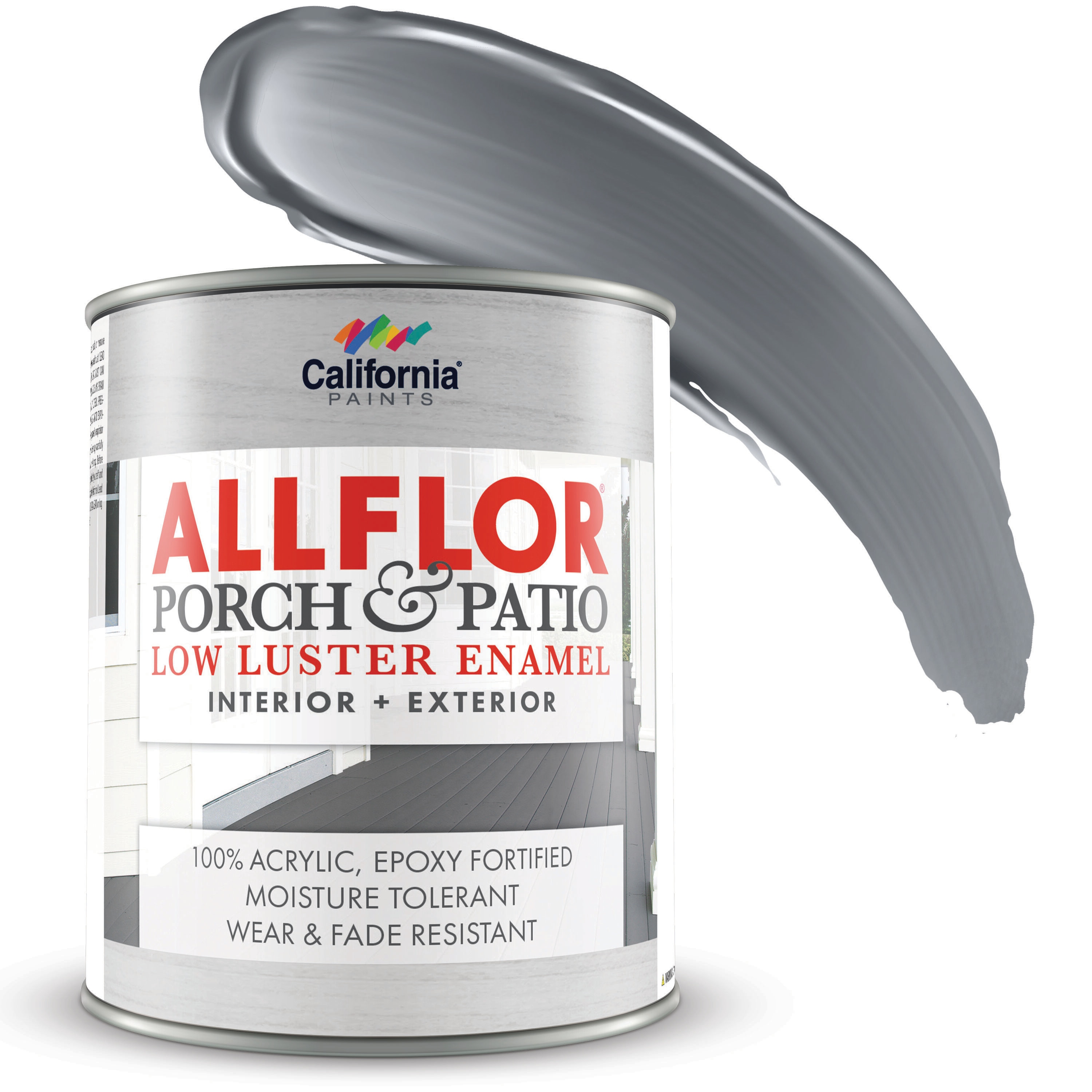 California Paints 53050-4-E Deck Gray Satin Interior/Exterior Porch and Floor paint ( 1-quart )