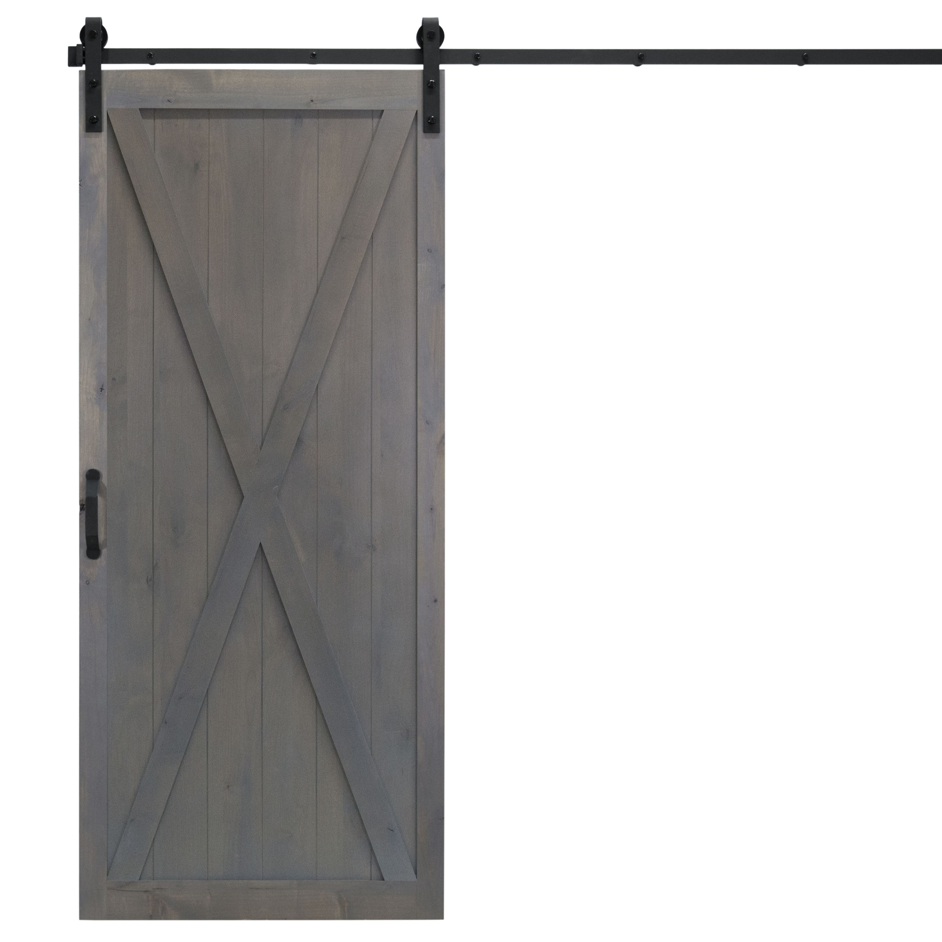 Dogberry DXBAR36GASHNONEHARD 36-in x 84-in Ash Grey Knotty alder Wood Solid core Single Barn Door (Hardware Included)