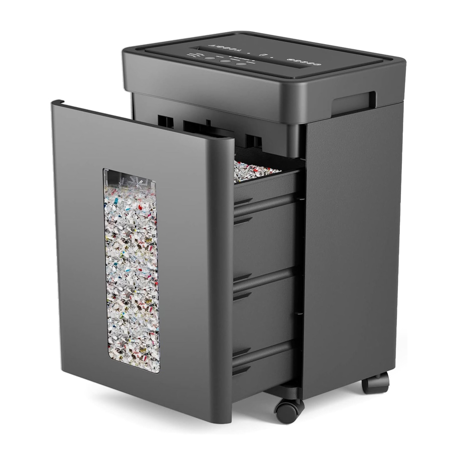 Misopily -  Micro Cut Paper Shredder P4 Security Shreds 12 Sheets at Once 5.3 Gallon Pullout Bin ...