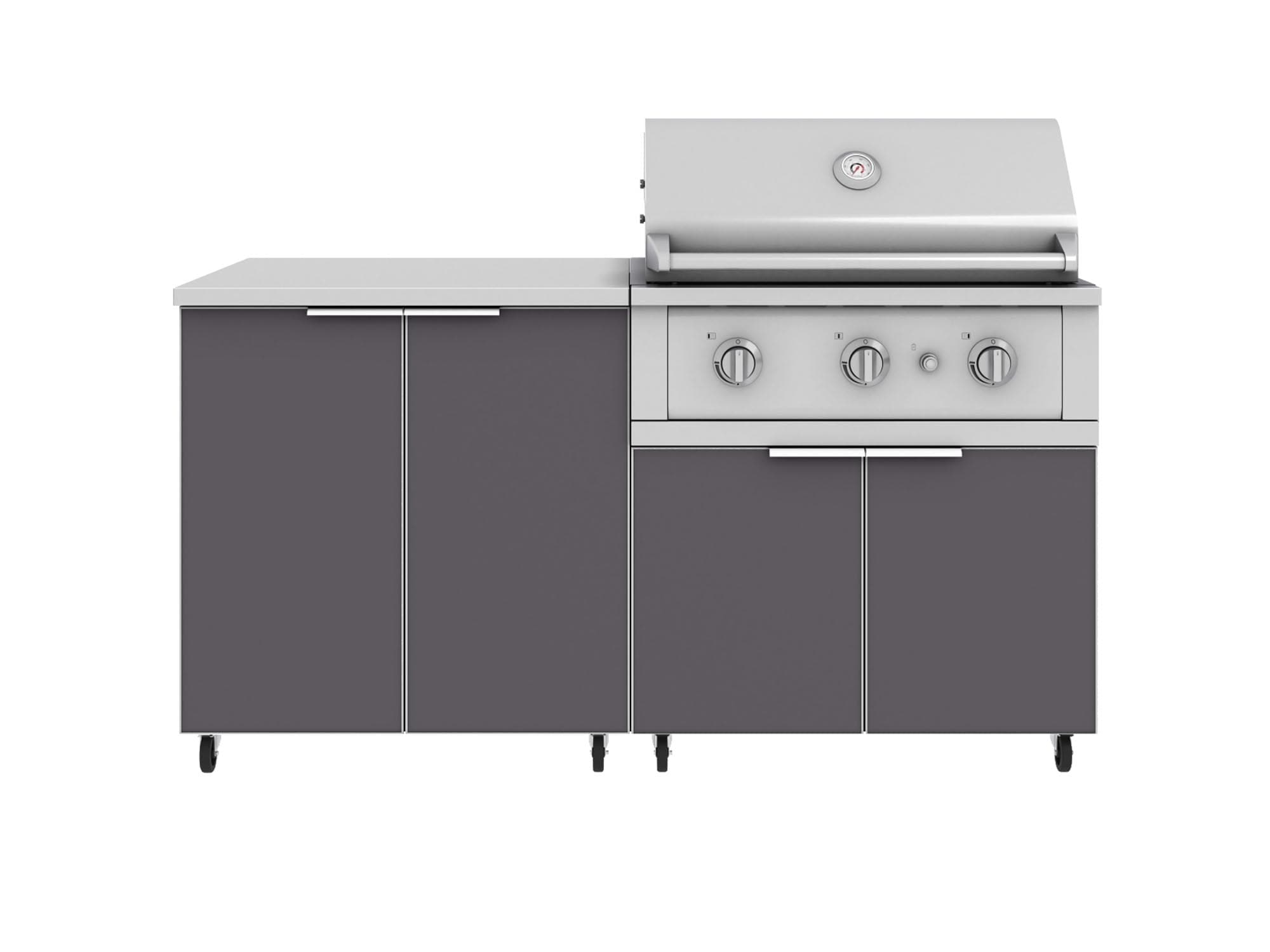 NewAge Products Classic Series 65-in W Modular Outdoor Kitchen Cabinet set with grill with 3 -Burners Gas Grill, Slate Gray Powder-coated aluminum Tempered glass panel Door Sansujyuku sansujyuku.com