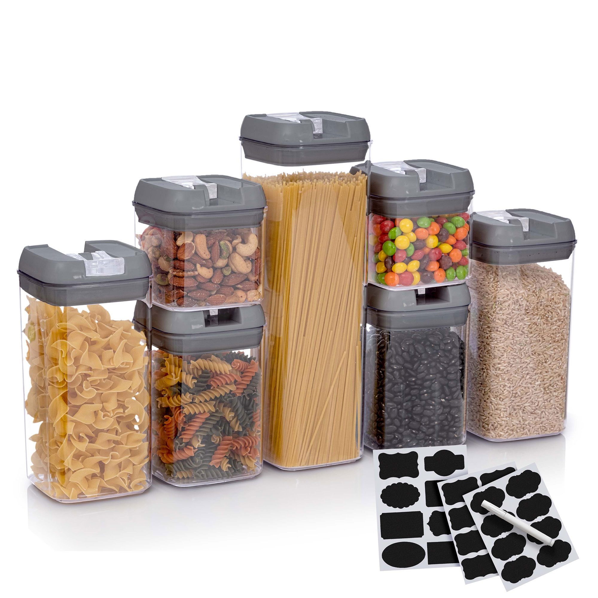 Cheer Collection  Airtight Food Storage Containers Set of 7 BPA Free with Labels and Marker