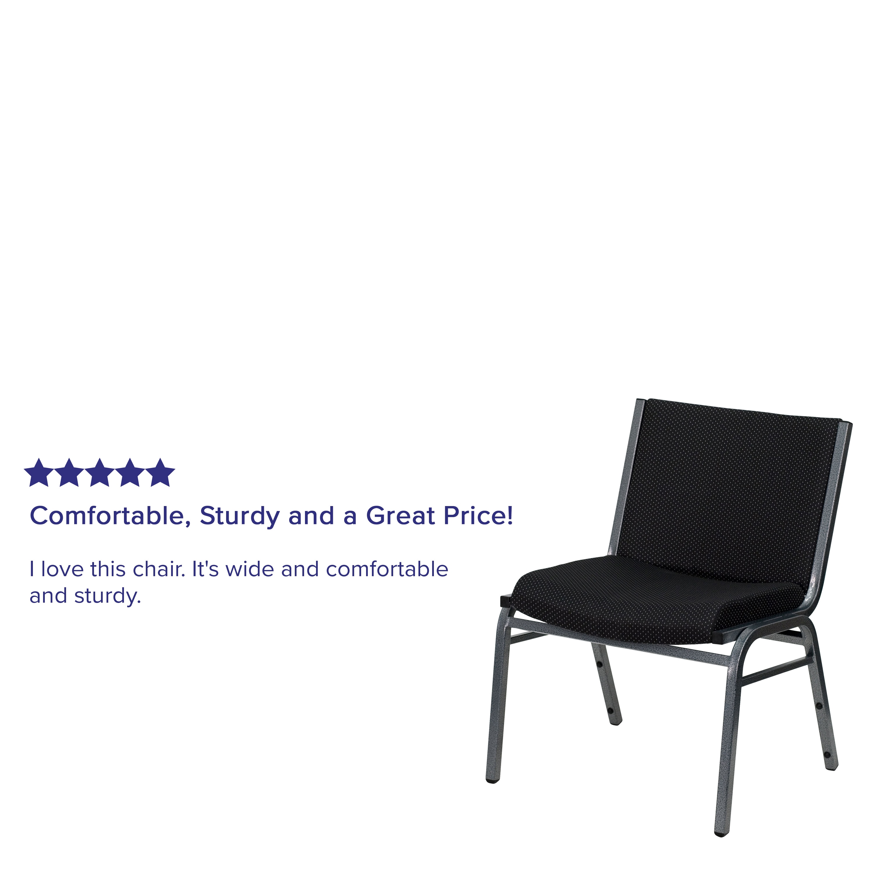 Contemporary Black Fabric & Silver Metal Stackable Chair Duo