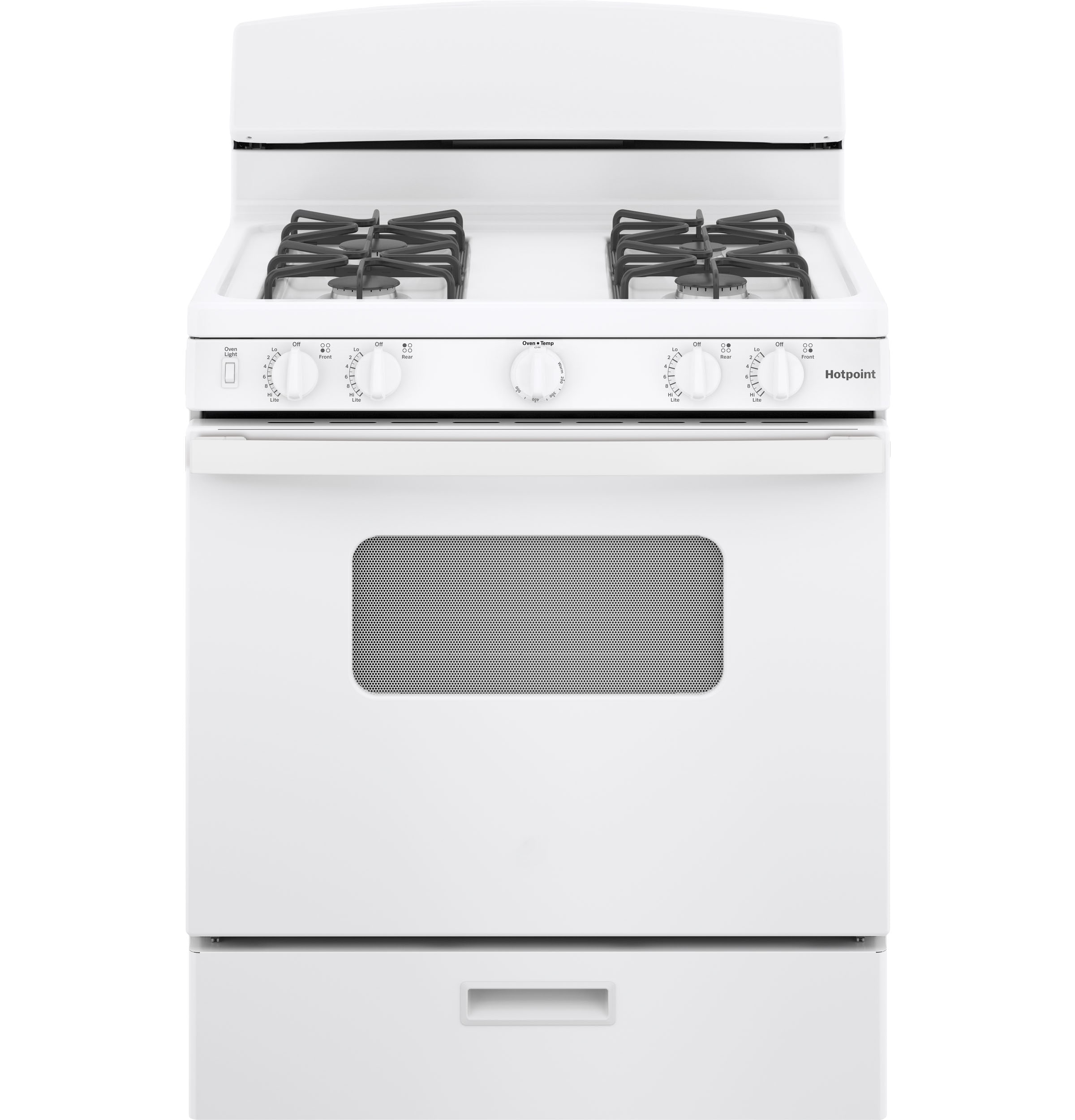 30-in 4 Burners 4.8-cu ft Freestanding Natural Gas Range (White) | - Hotpoint RGBS330DRWW