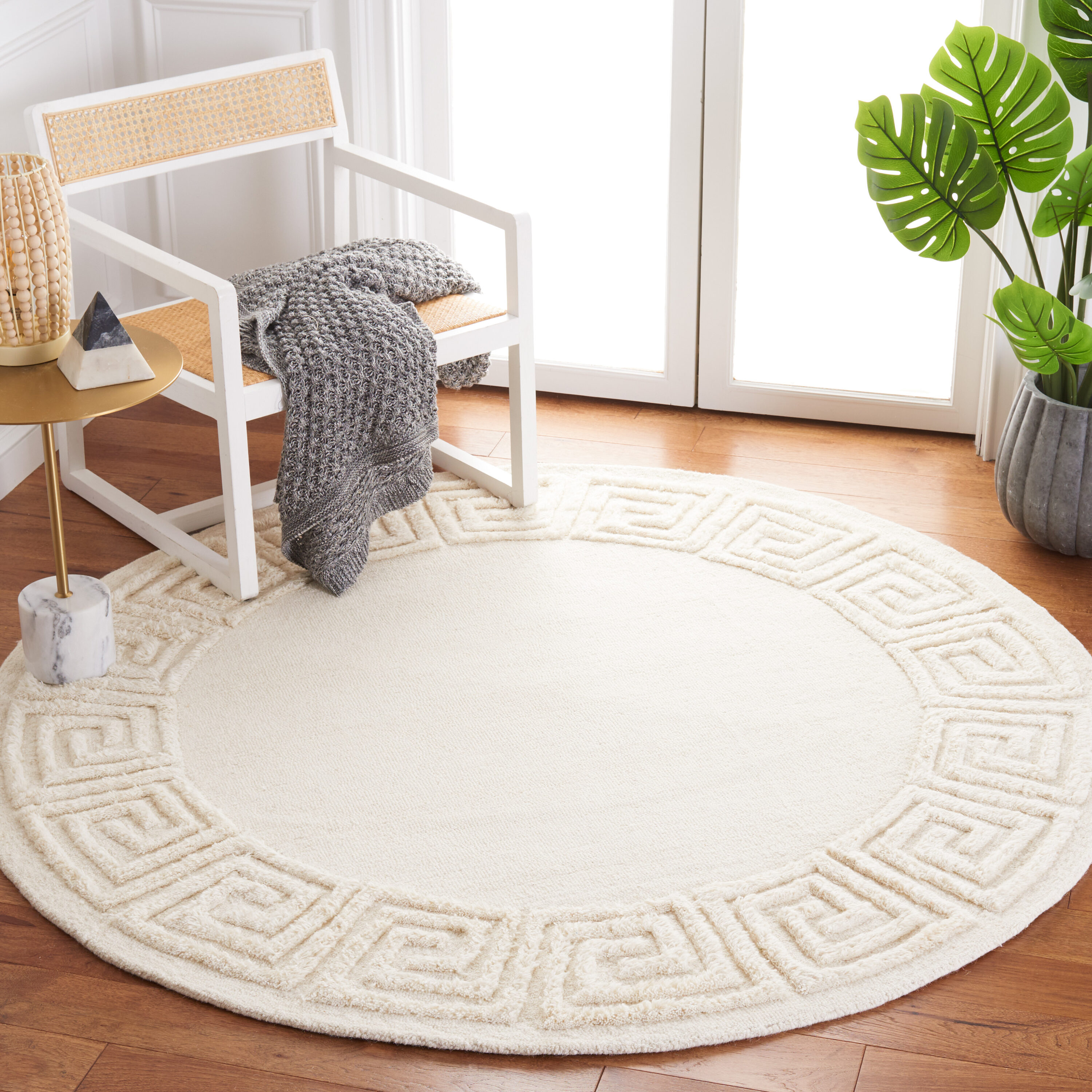  Metro 276 Ivory Contemporary 6Ft x 6Ft Round Rug
