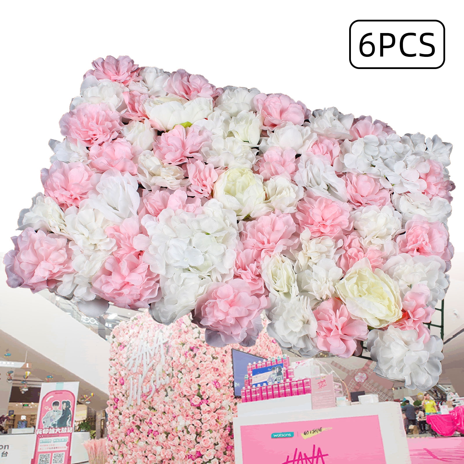CNCEST OT-ZJGJ-4687 wedding/party 23.62-Inches W x 15.74-Inches H 6 pcs Artificial Silk Flower for Wedding Rose Garden Trellis