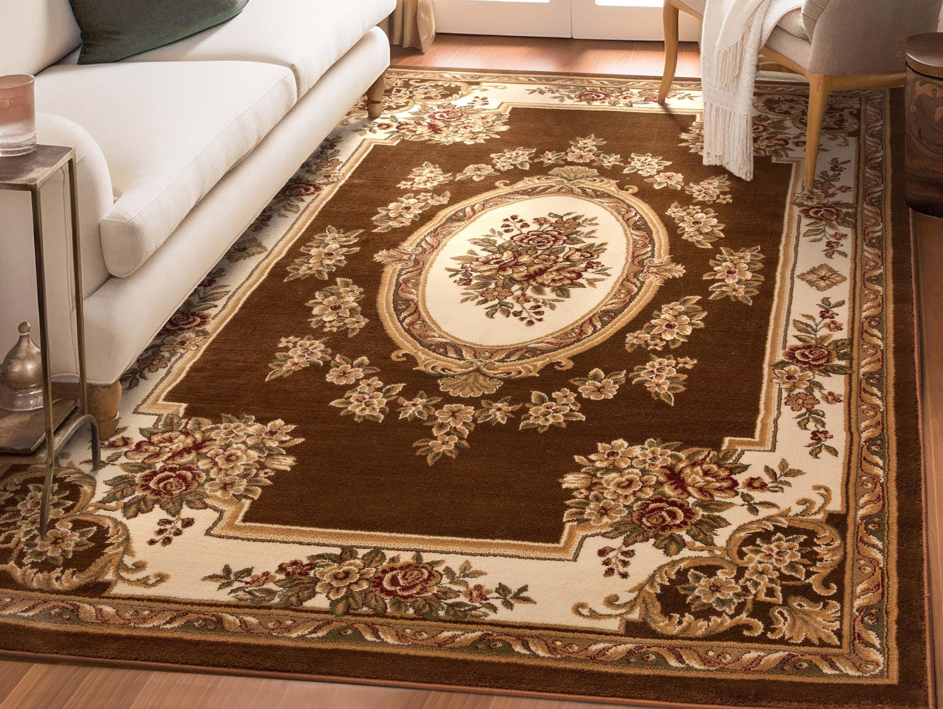Well Woven 36395 Timeless 5 x 7 (ft) Loomed Polypropylene Simmar Chocolate Rectangular Indoor Medallion Persian Area rug