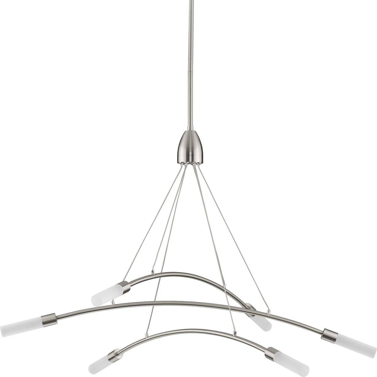 Kylo 6-Light Brushed Nickel LED Chandelier with Frosted Acrylic Shades