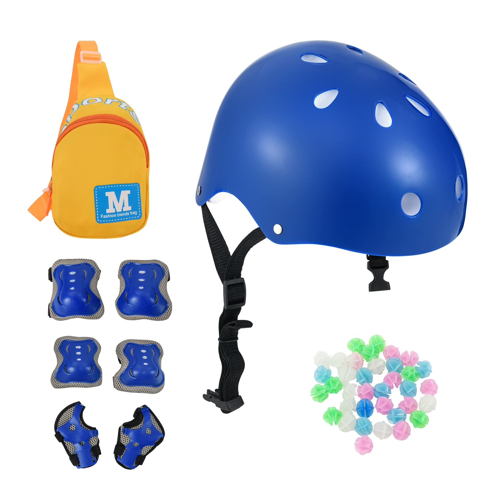 SUGIFT - 6-in-1 Kids Bike Protective Gear Set Adjustable Helmet Knee Elbow and Wrist Pads with Ba...
