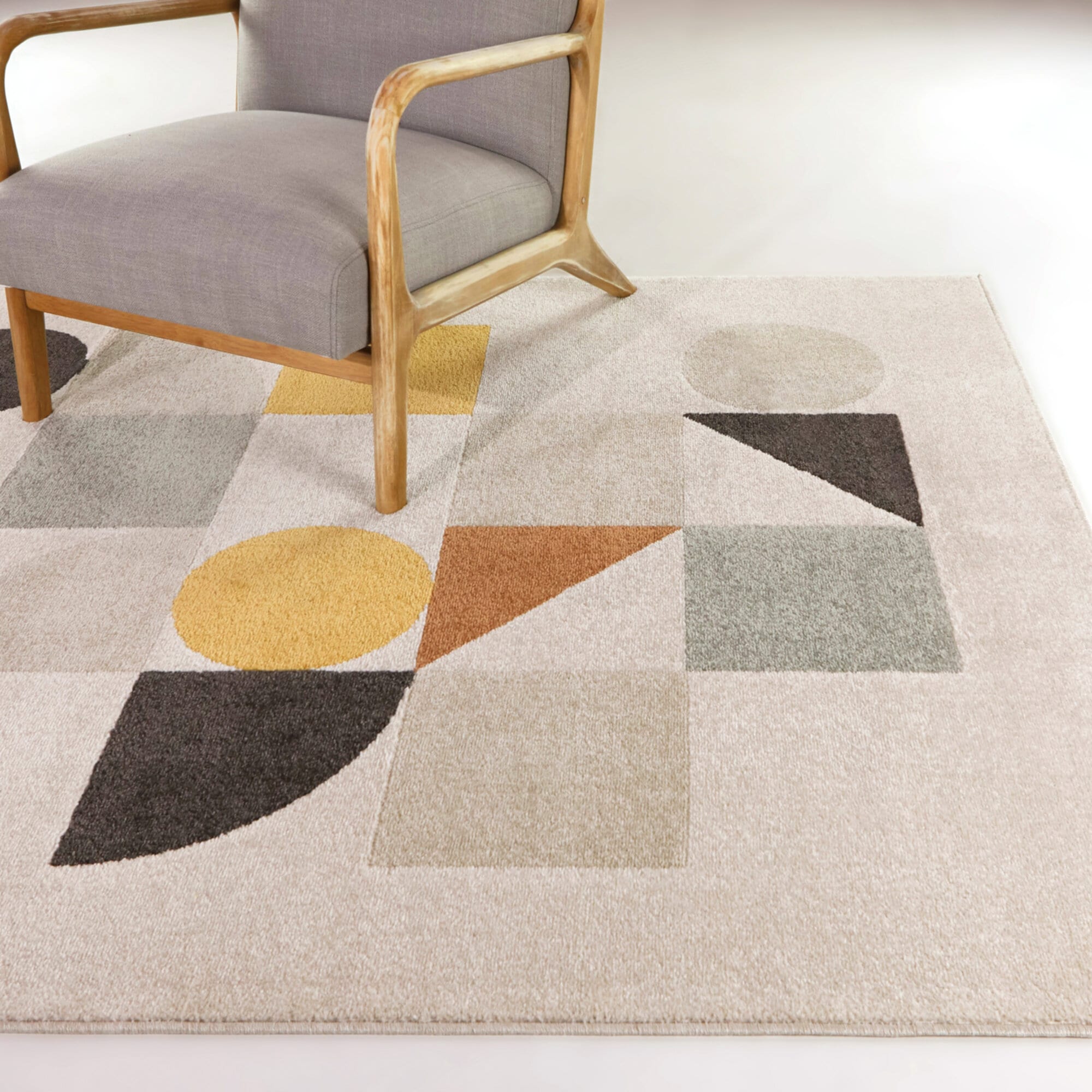 Balta 3111147 5 x 6 (ft) Polypropylene Cream Rectangular Indoor Geometric Mid-Century Modern Area rug