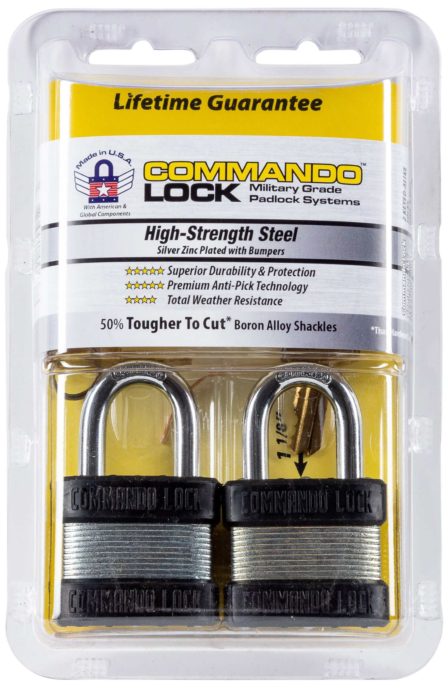 Commando Cable Bike Lock, Steel PadLock With 8 Ft Steel Cable