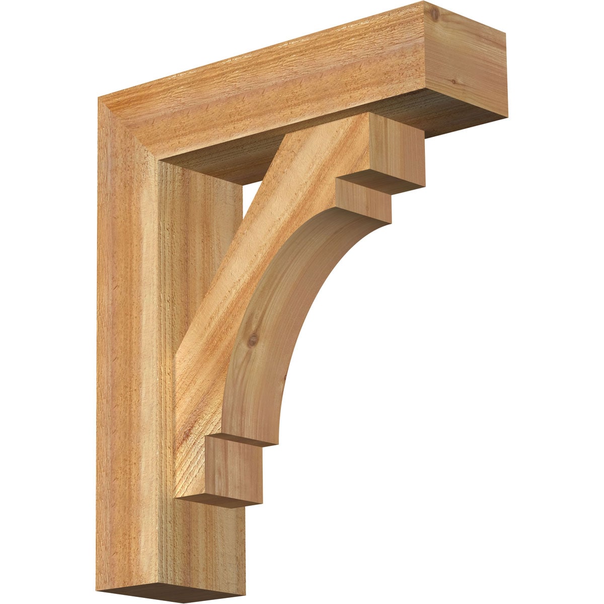 Ekena Millwork 1463038 Merced Block Rough Sawn Bracket with Offset Brace 6-in x 20-in x 24-in Western red cedar Brown Wood Standard bracket