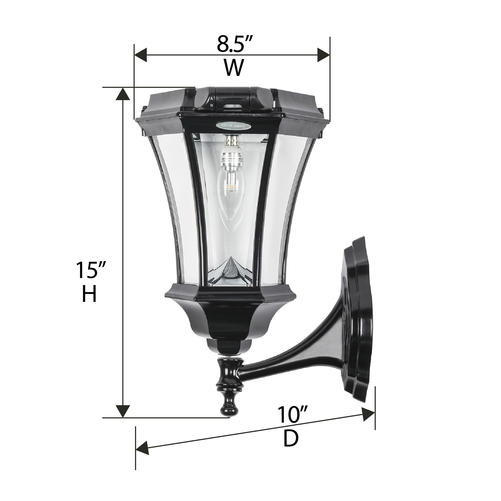 Victorian Black Aluminum Solar LED Lamp Post with Motion Sensor