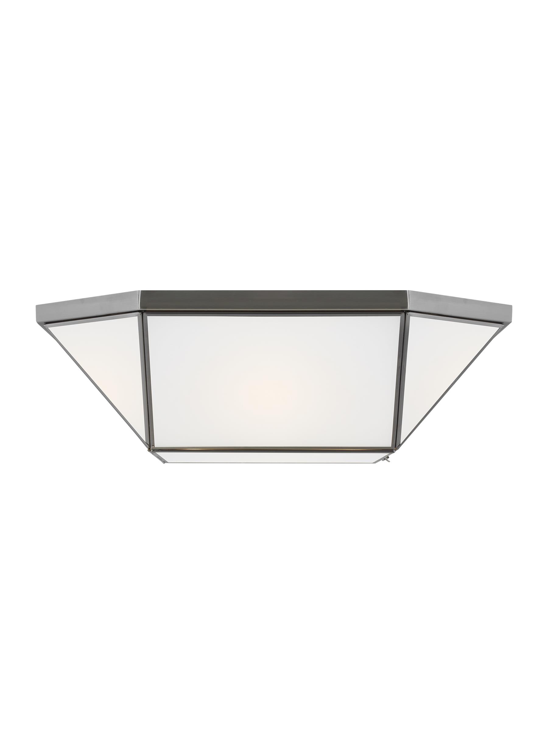 Morrison Antique Brushed Nickel 20" Geometric Glass Ceiling Flush Light