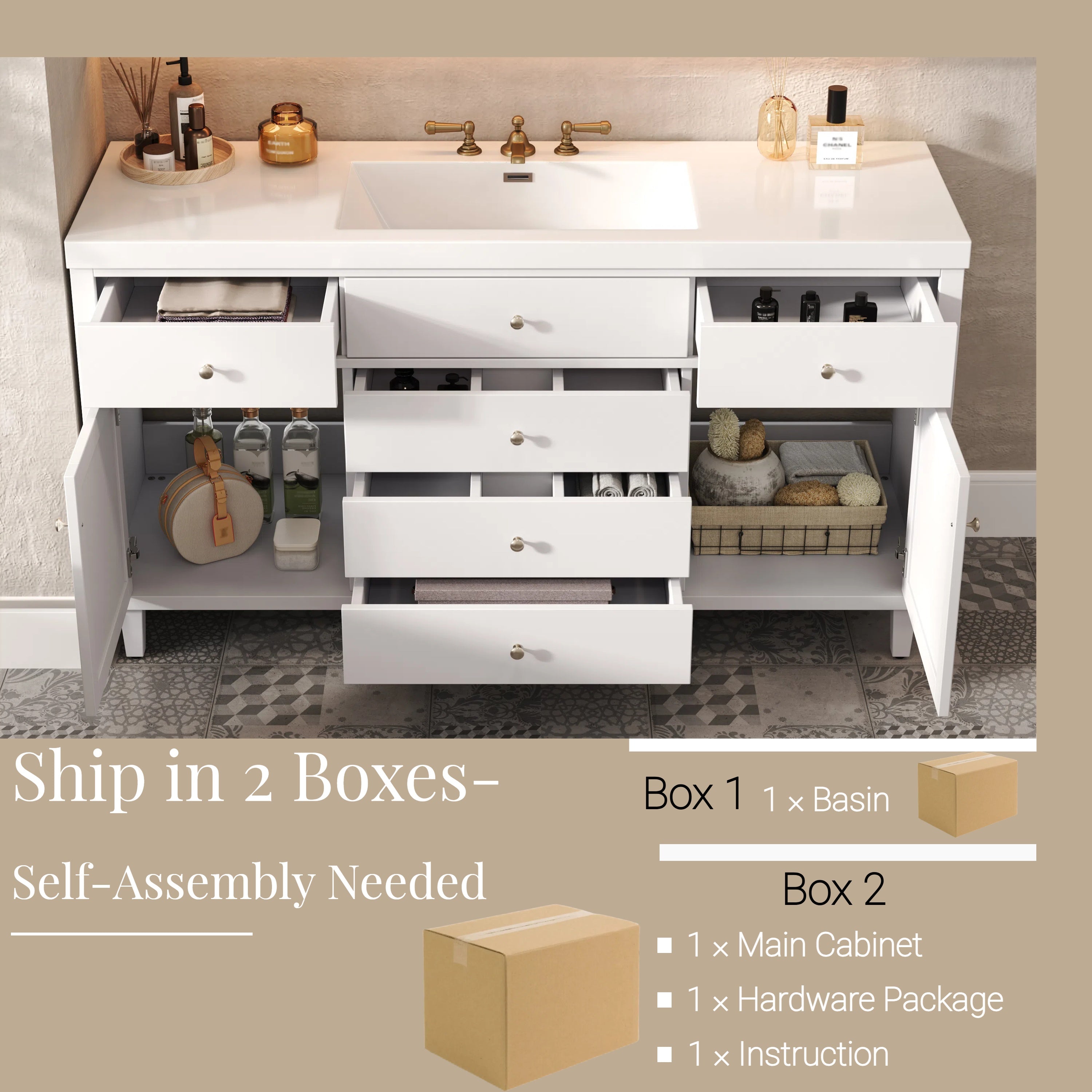 Boyel Living BL-NE-6130W Bath-Vanity-Combo - View #5