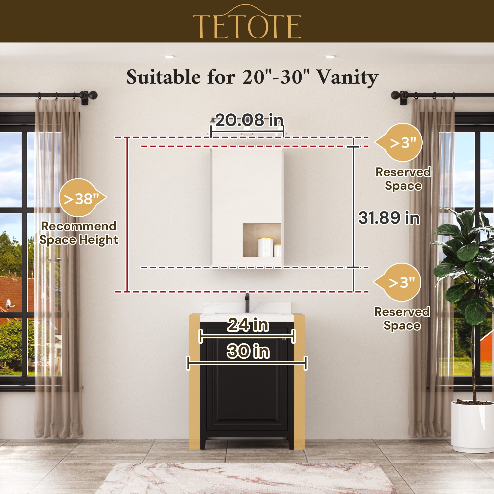 TETOTE LSC-TE-2032BK-M17 Bathroom-Medicine-Cabinets - View #12