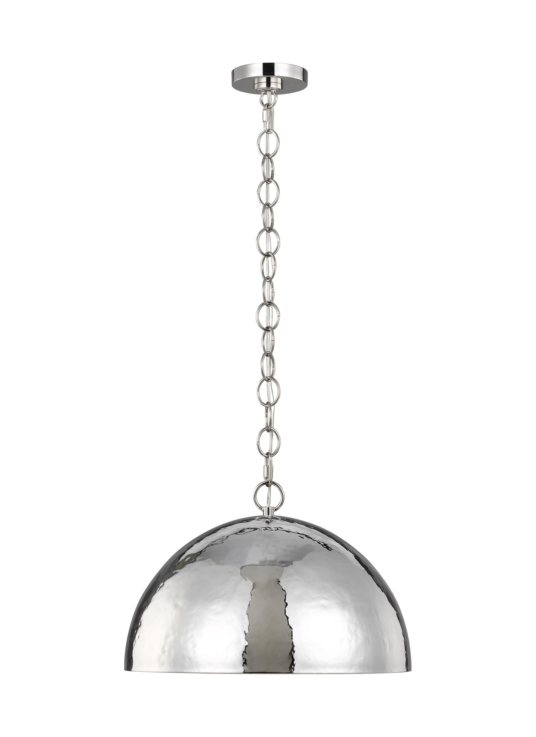 Generation Lighting EP1251PN ED Ellen DeGeneres Whare Polished Nickel Mid-century Dome Hanging Pendant Light