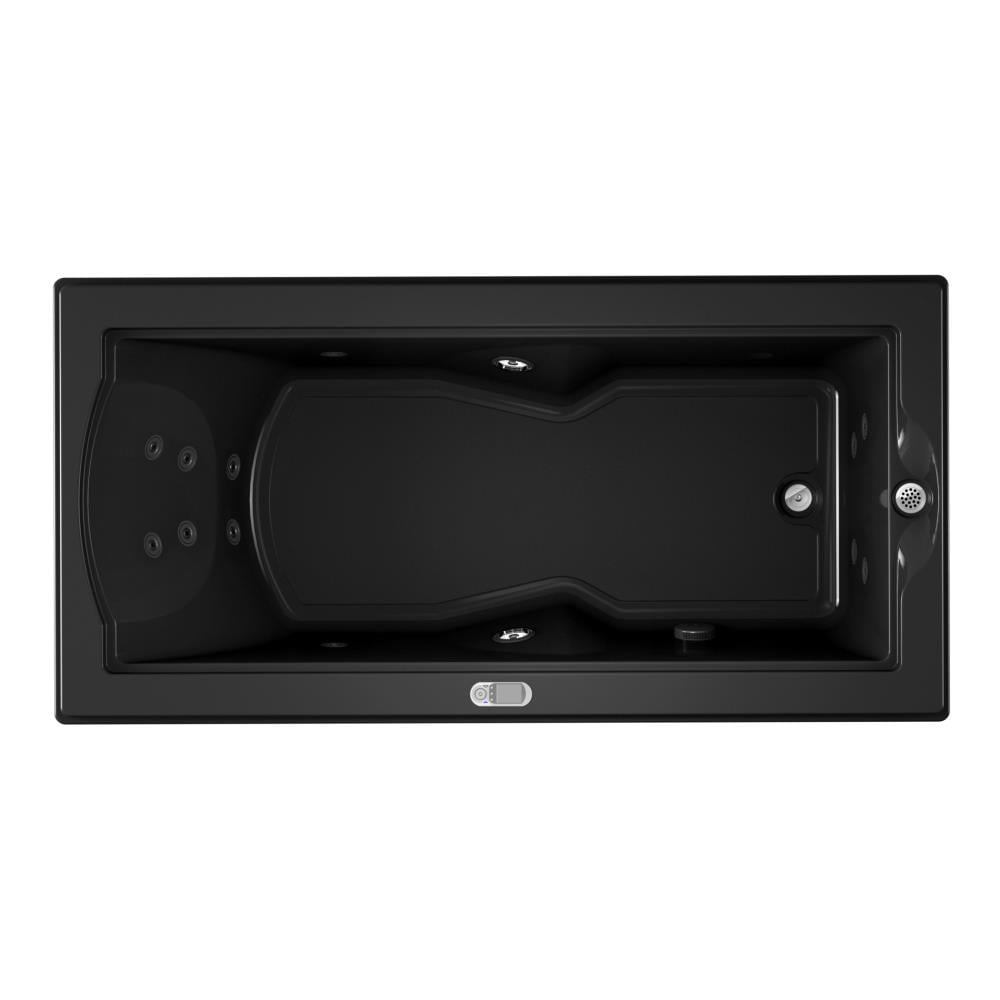 Jacuzzi KL45917 FUZION 35.4-in x 70.7-in Black Acrylic Rectangular Drop-in Whirlpool tub with Drain ( Right Drain )