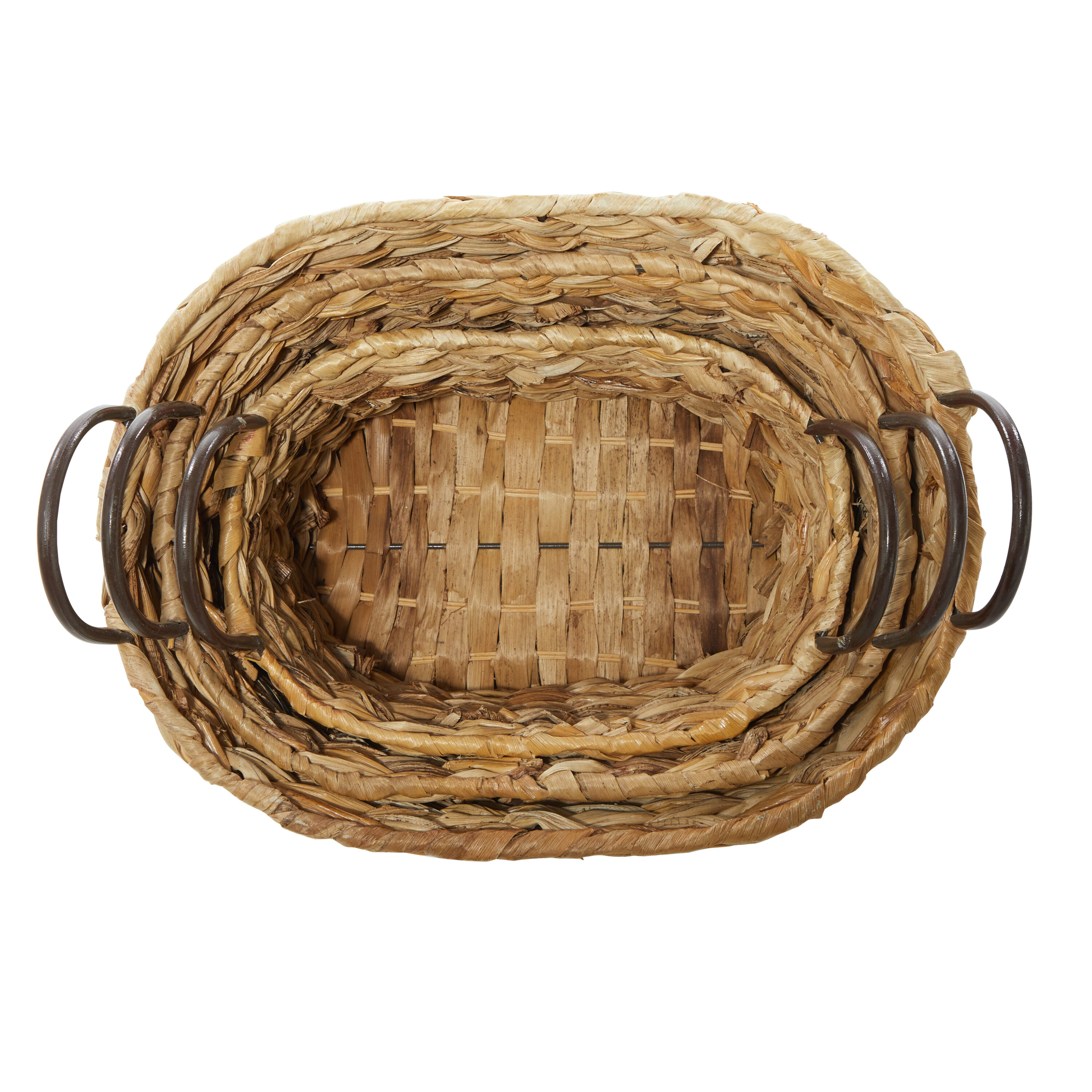 Grayson Lane 3-Pack 17.35-in W x 18.95-in H x 16.05-in D Brown Handmade  with Handles Wood Basket in the Storage Bins & Baskets department at