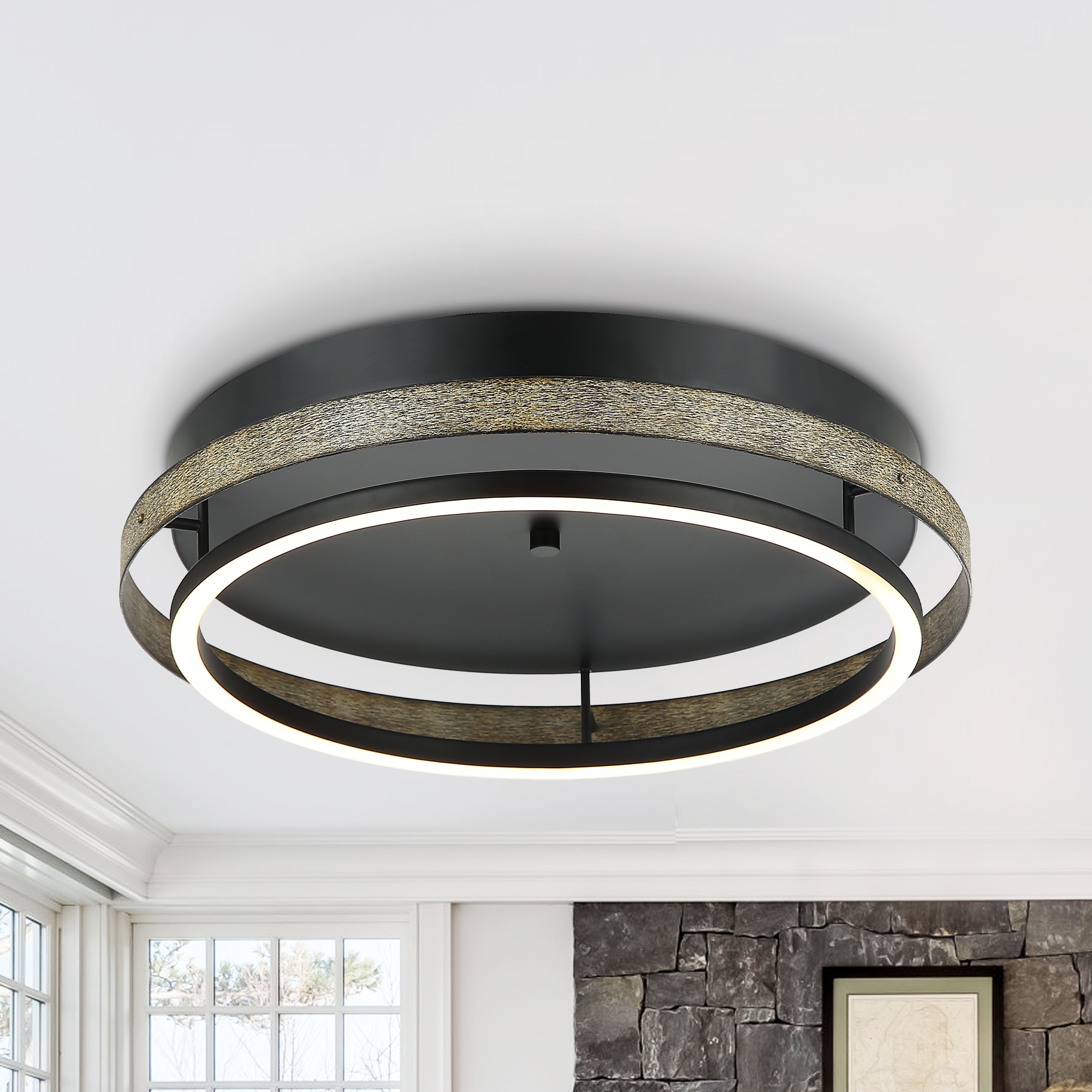 Parrot Uncle HLC-27272-30W 1 -Light 17.7-in Matte Black Flush Mount Light