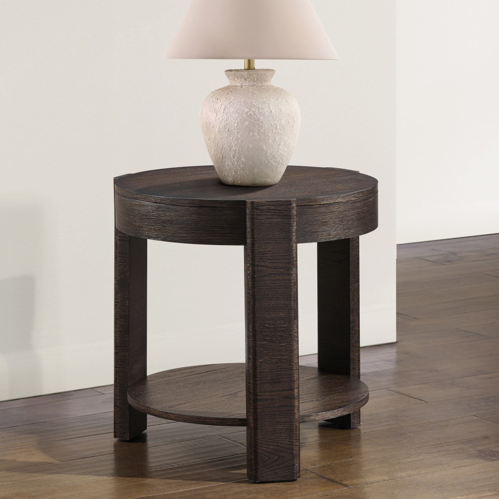 Steve Silver - Salina 23.5-in W x 24-in H Espresso Wood veneer Round Modern End Table