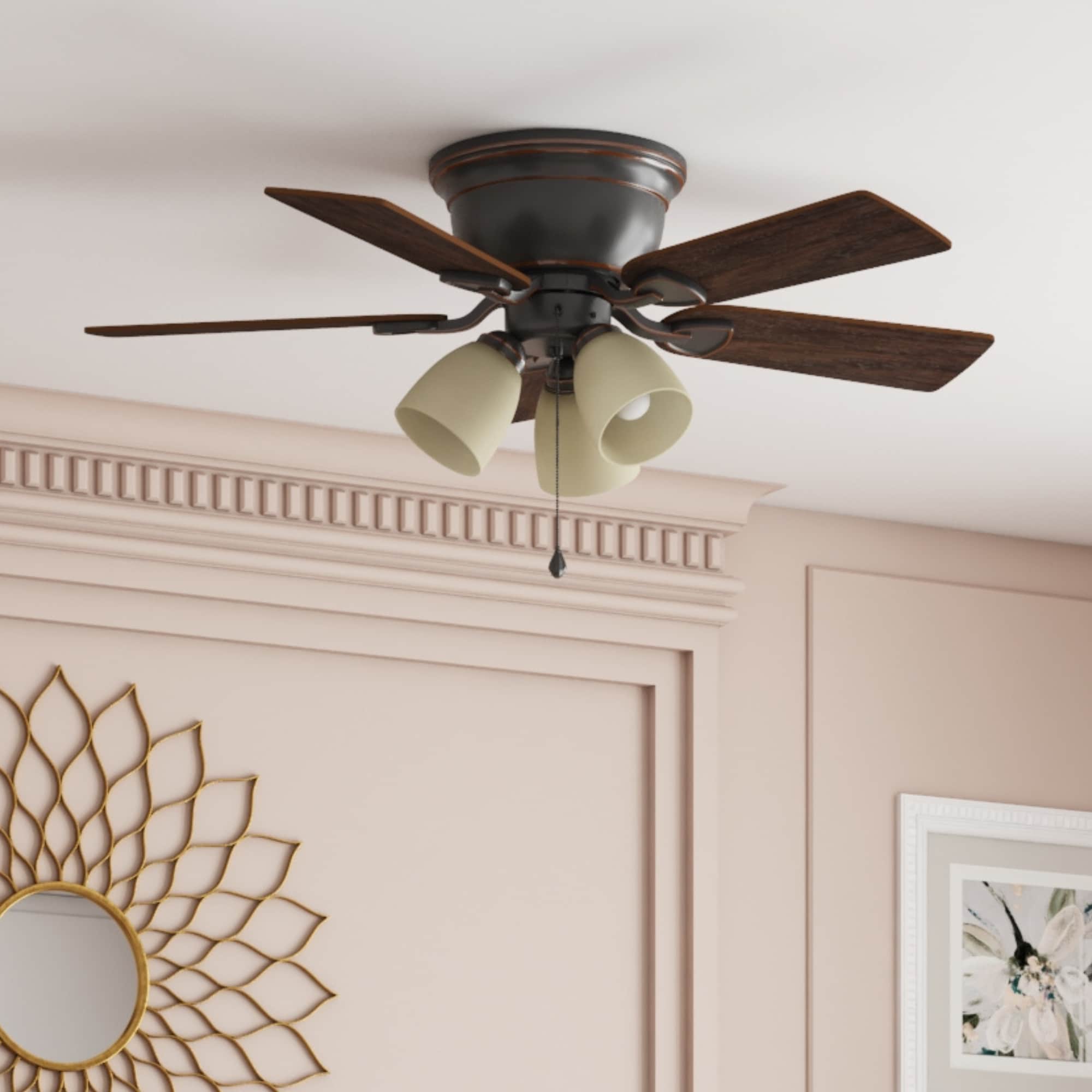 Harbor Breeze Armitage 52-in Bronze Indoor Flush Mount Ceiling Fan with  Light (5-Blade) in the Ceiling Fans department at