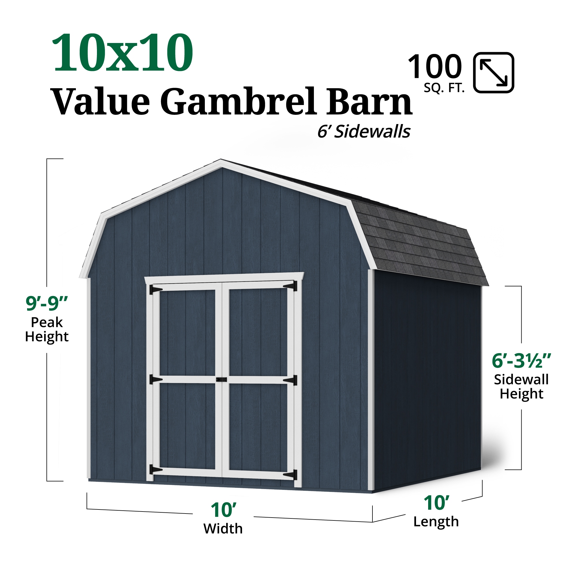 Little Cottage Co 10X10 VGB-6-PC Wood-Storage-Buildings - View #3