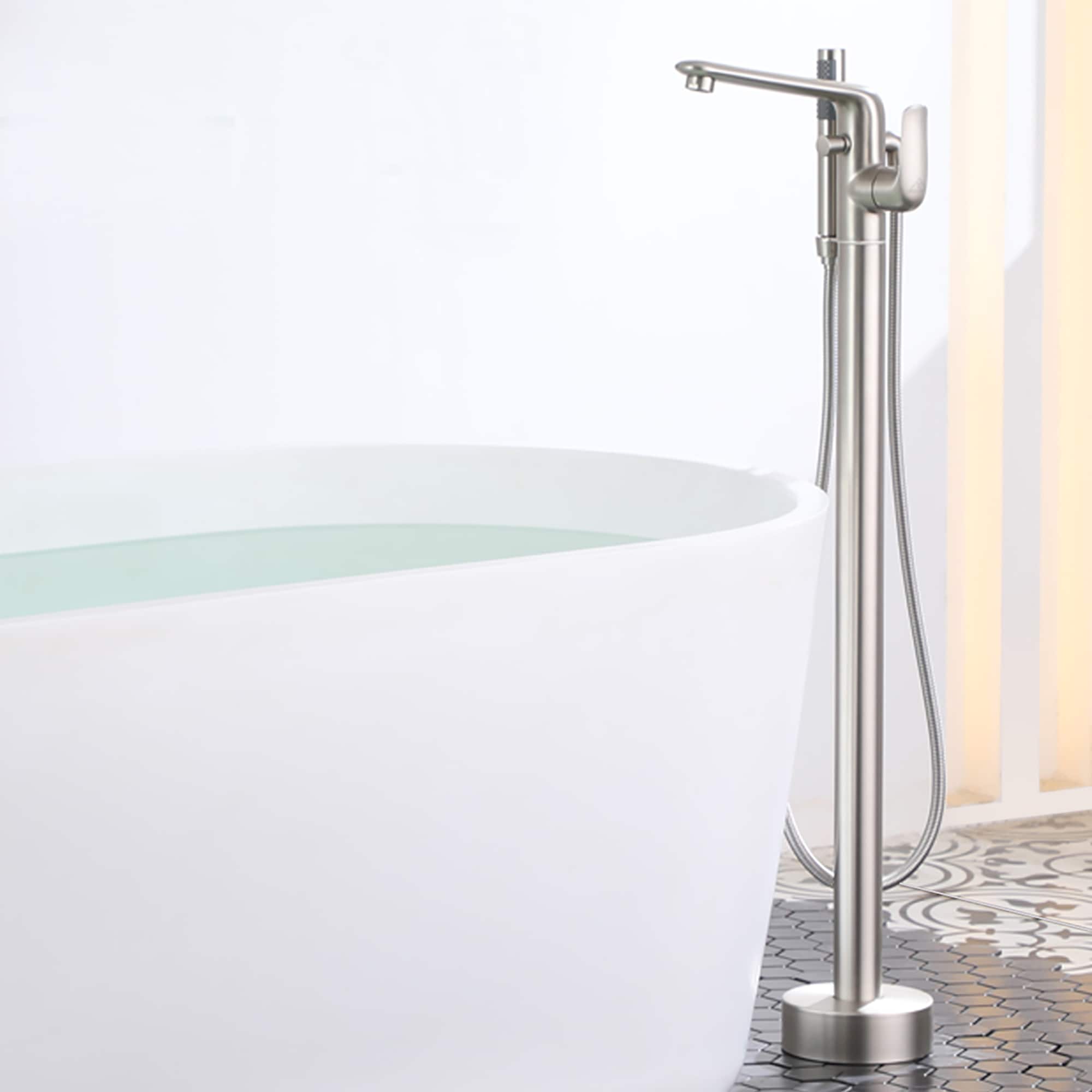 Brushed Nickel Freestanding Bathtub Faucet with Handshower