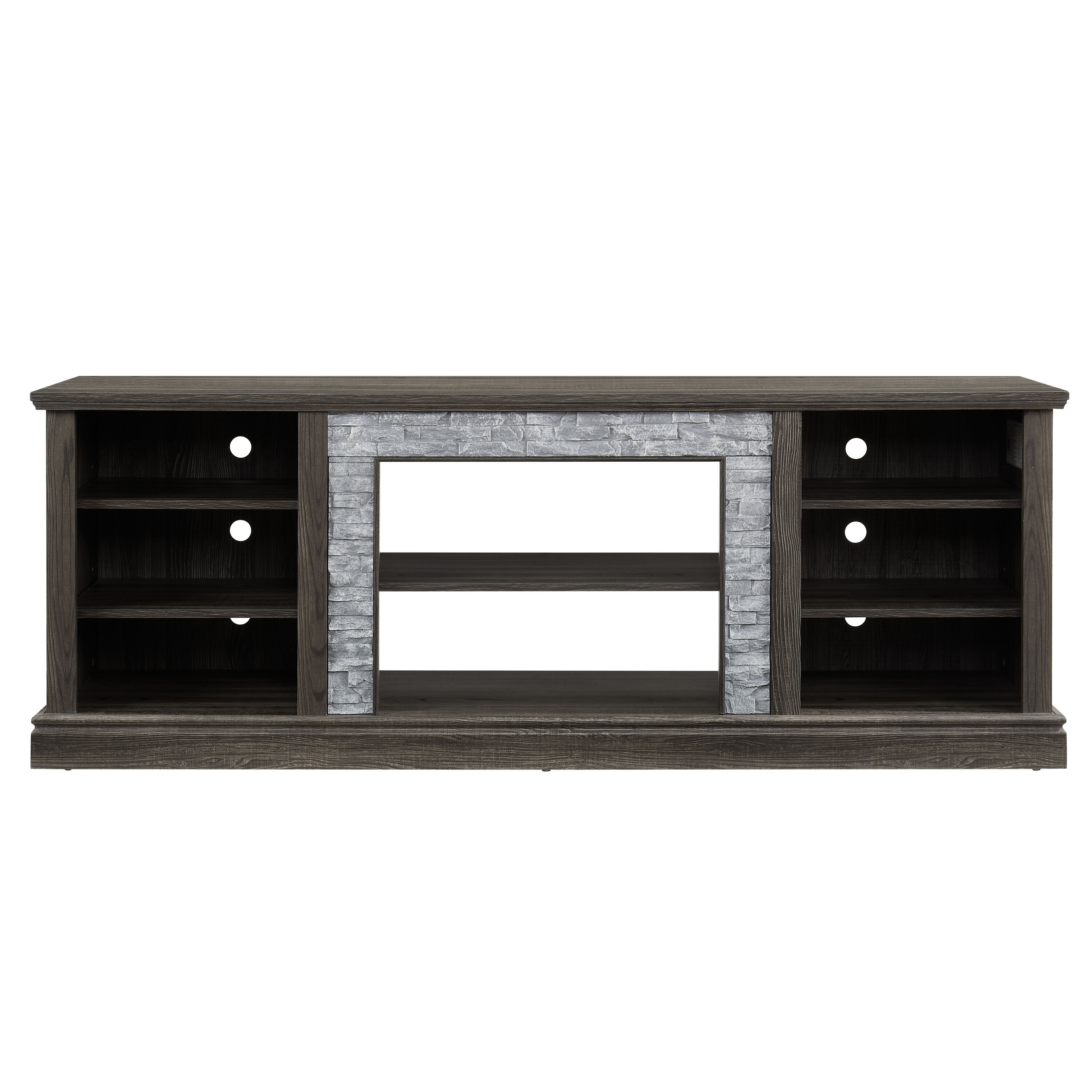 GZMR TV Stand with Faux Stacked Stone Surround Modern/Contemporary Gray 70.12-in W TV stand ( Accommodates TVs up to 75-in )