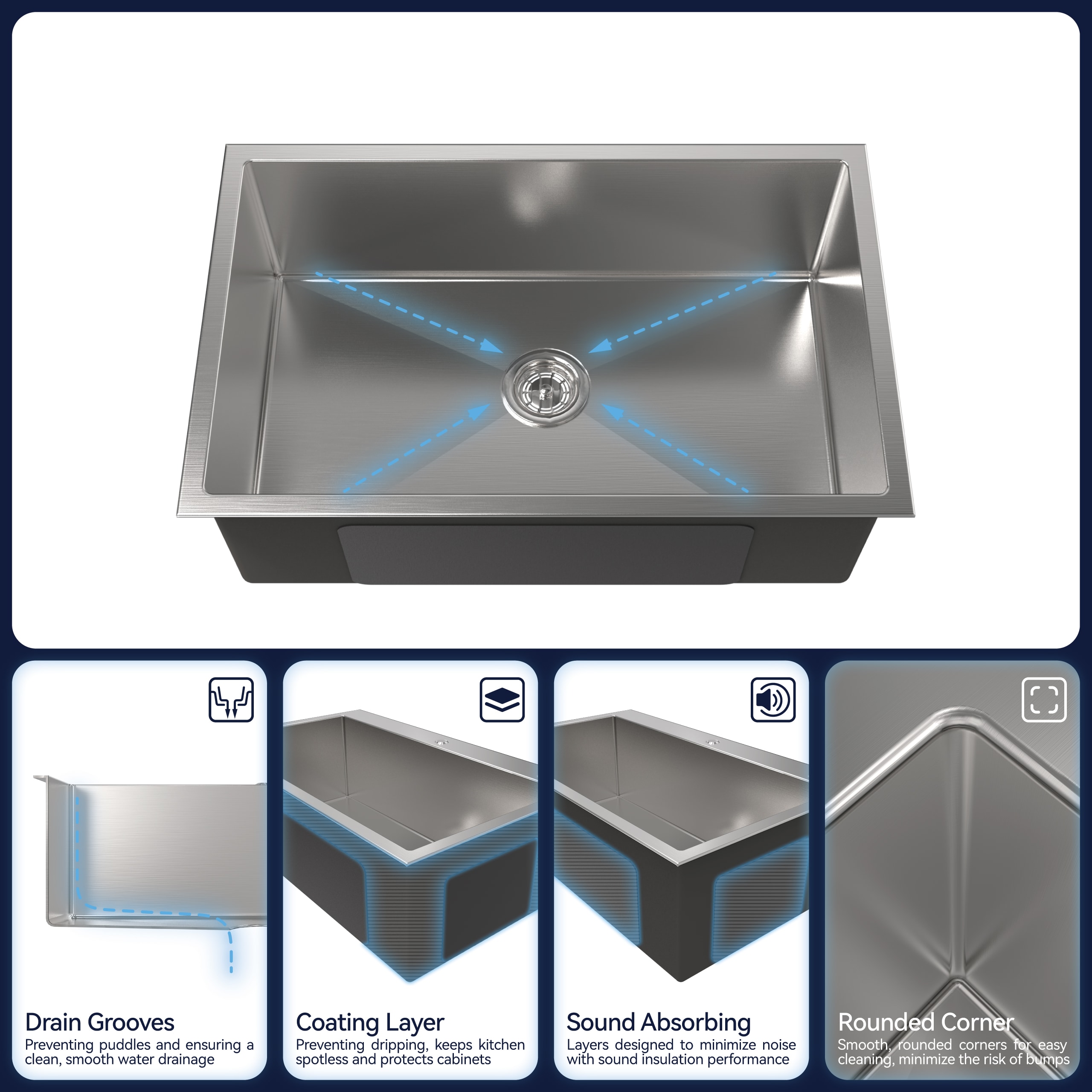 Sir Faucet SINK Undermount 30-in x 19-in Stainless steel Single