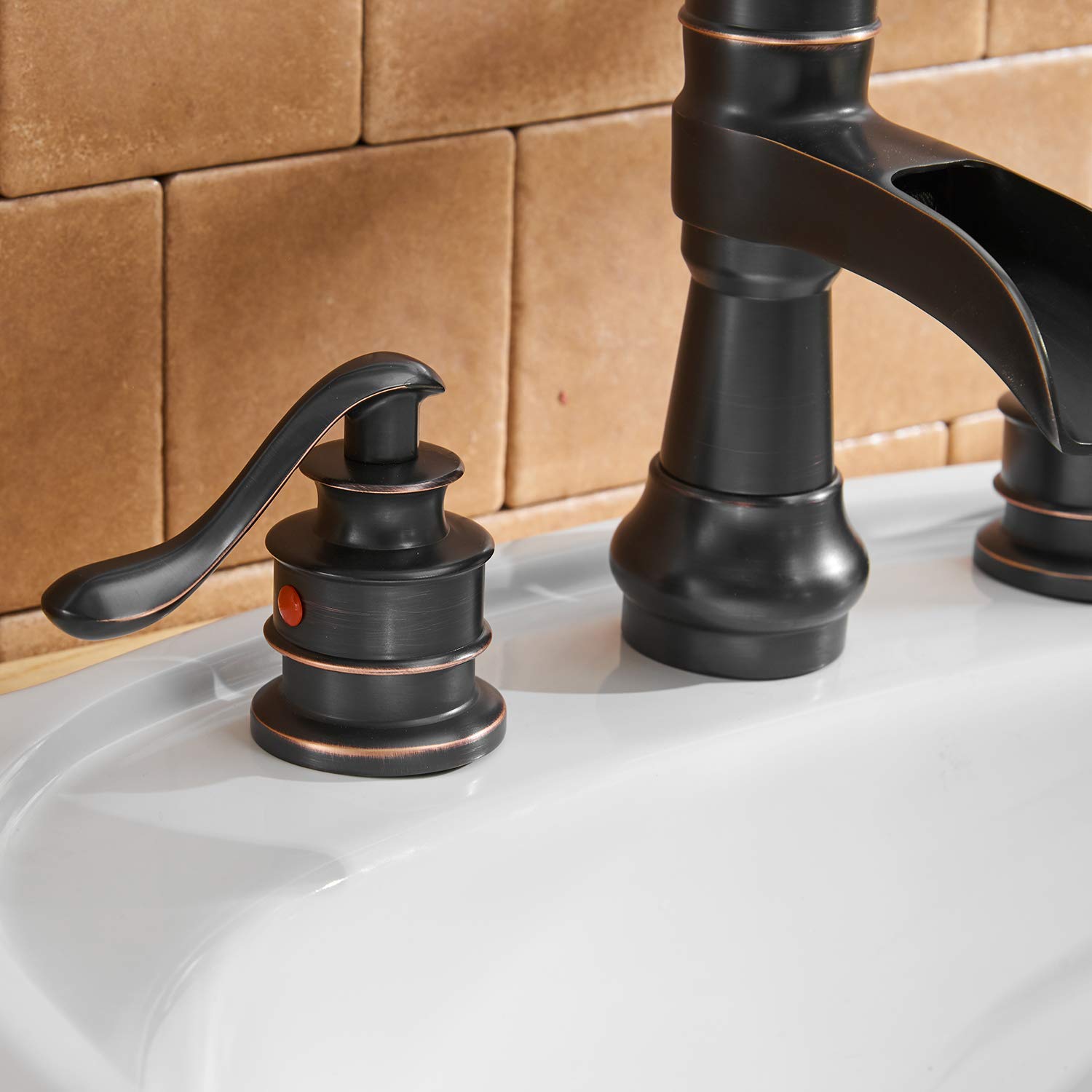 Oil-Rubbed Bronze 8-Inch Waterfall Widespread 2-Handle Bathroom Faucet