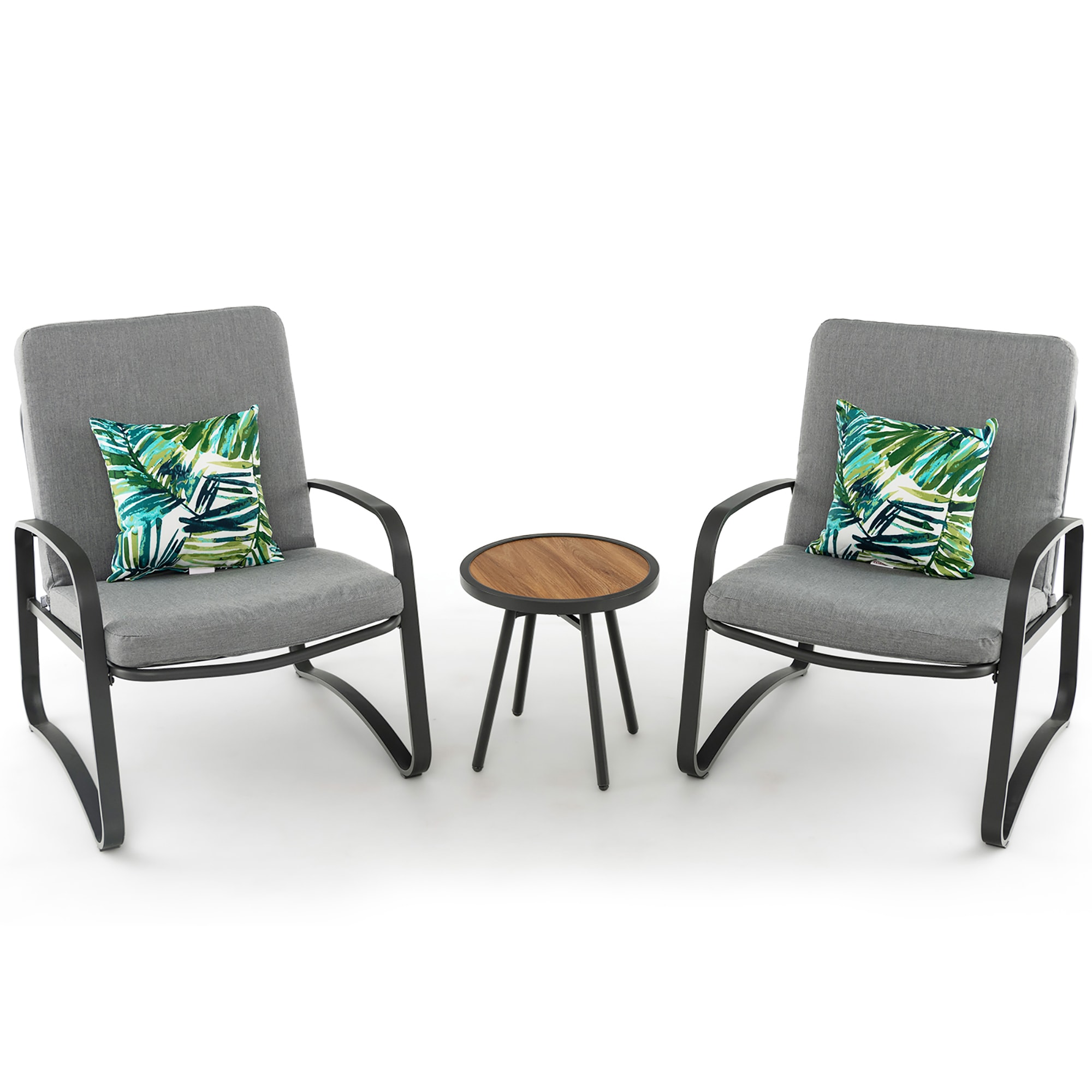 Costway NP10964 3 -Piece Patio Conversation Set with Gray Cushions