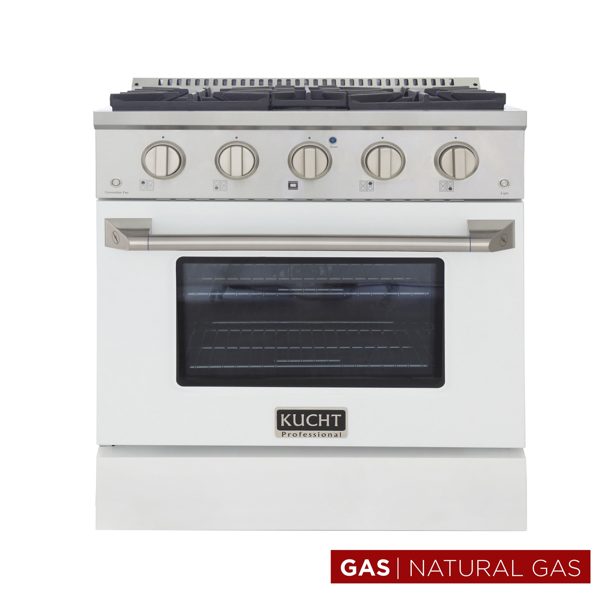 Kucht KNG301-W Professional KNG 30-in 4 burners 4.2-cu ft Convection Oven Freestanding Natural Gas Range ( White )