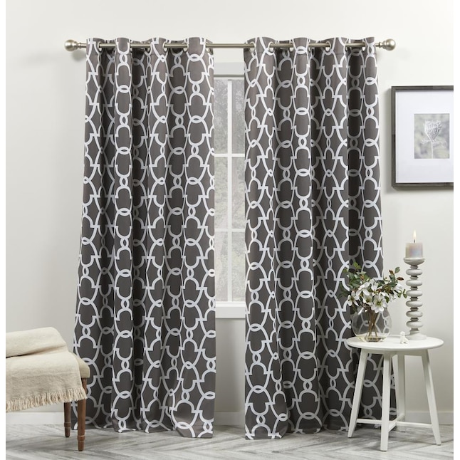 Design Decor 84 In Grey Polyester Room, Gray Pattern Grommet Curtains