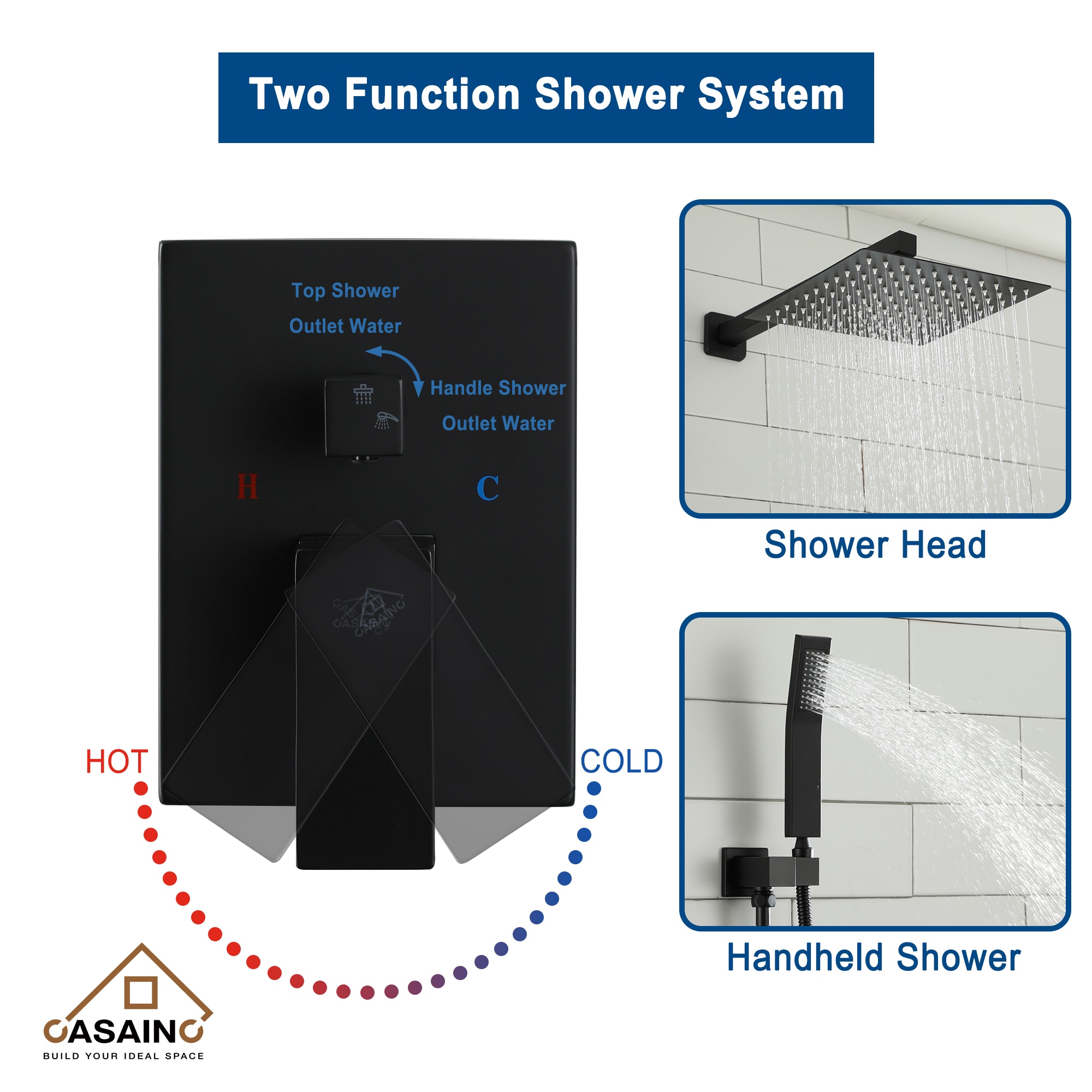 CASAINC OY-93A1002-MB Showerhead-Bar-Panels - View #11