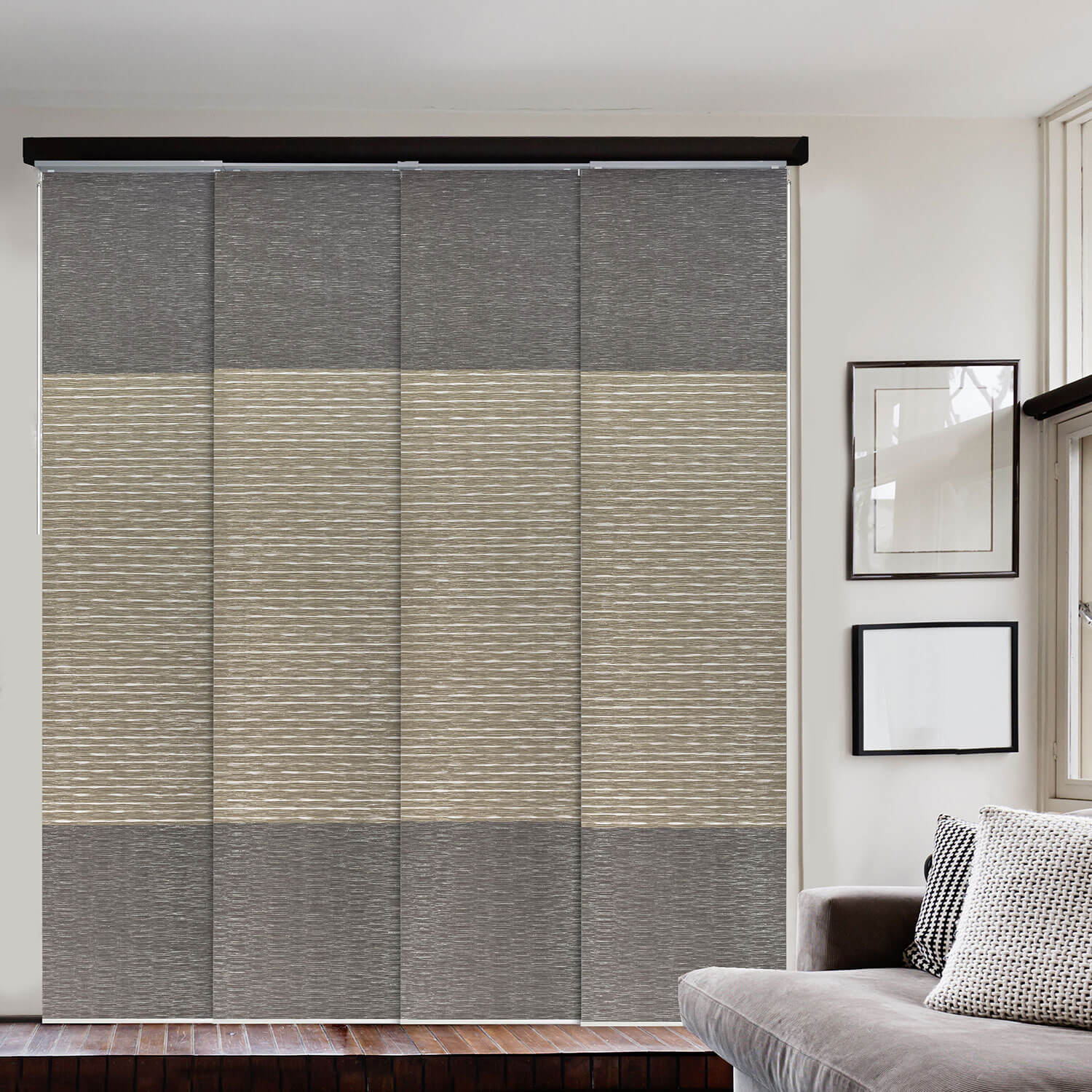 Gray Blackout Adjustable Sliding Panel Window Vertical Blind Curtain Shade 