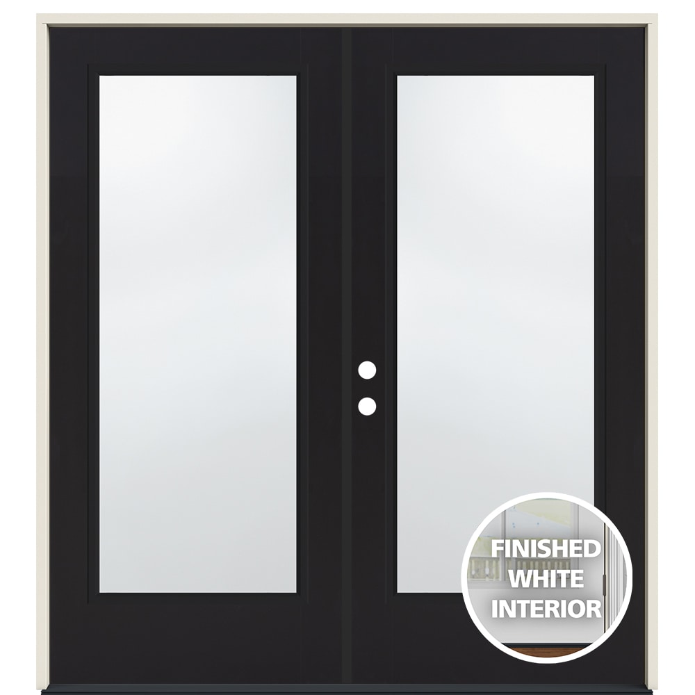 S-2500 72-in x 80-in x 4-9/16-in Jamb Low-e Black Steel French Right-Hand Inswing Double Patio Door | - JELD-WEN JWPRO238700018