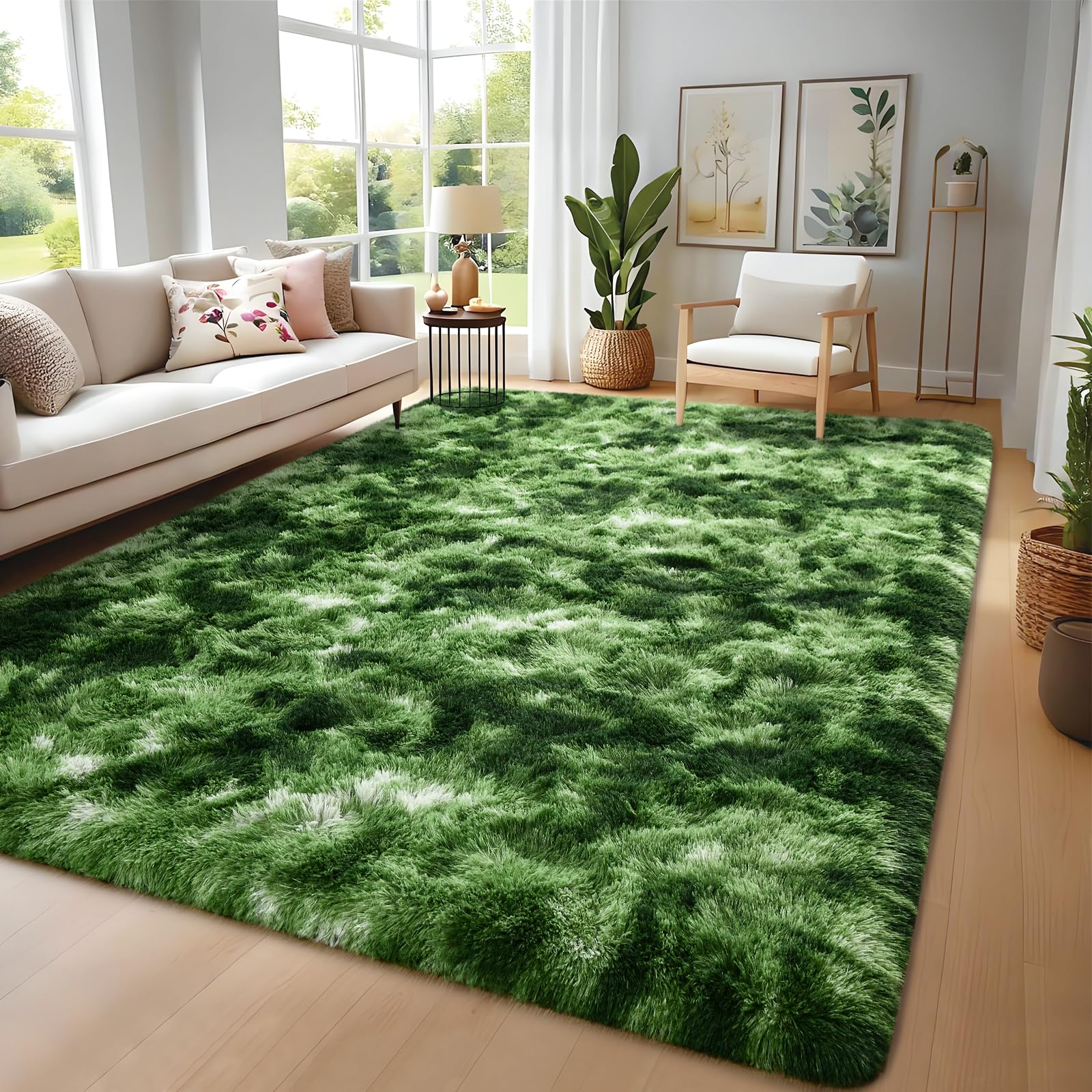 SenQWFa Nuttumico Fluffy Modern Area Rug for Living Room Bedroom Four ...
