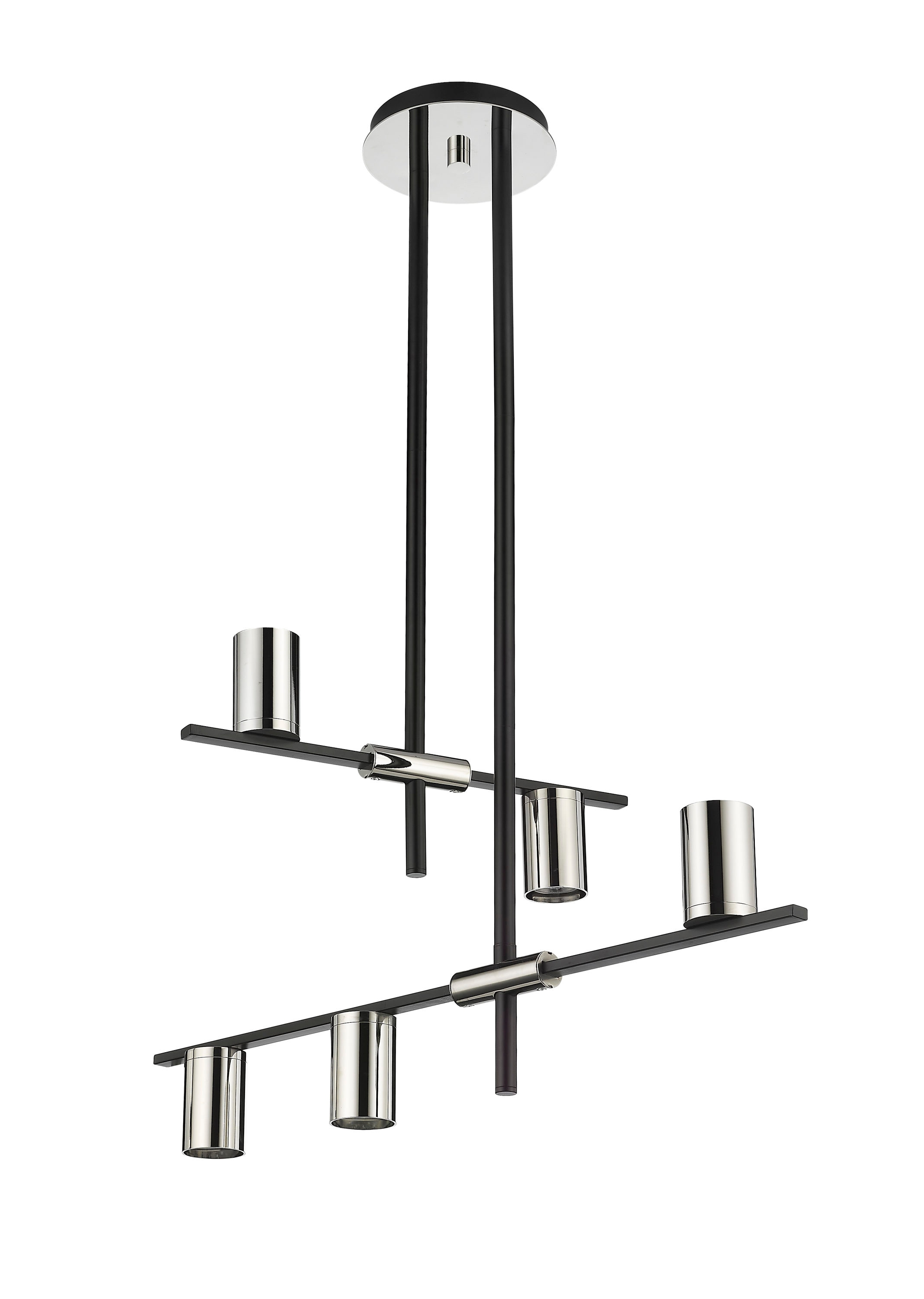 Calumet Transitional Matte Black and Polished Nickel 5-Light Chandelier