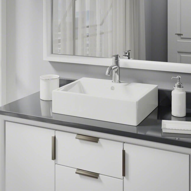 Porcelain Vessel Sink in Biscuit with 7009 Faucet and Pop-Up Drain in Chrome Porcelain Vessel Sink in Biscuit with 7009 Faucet and Pop-Up Drain in Chrome