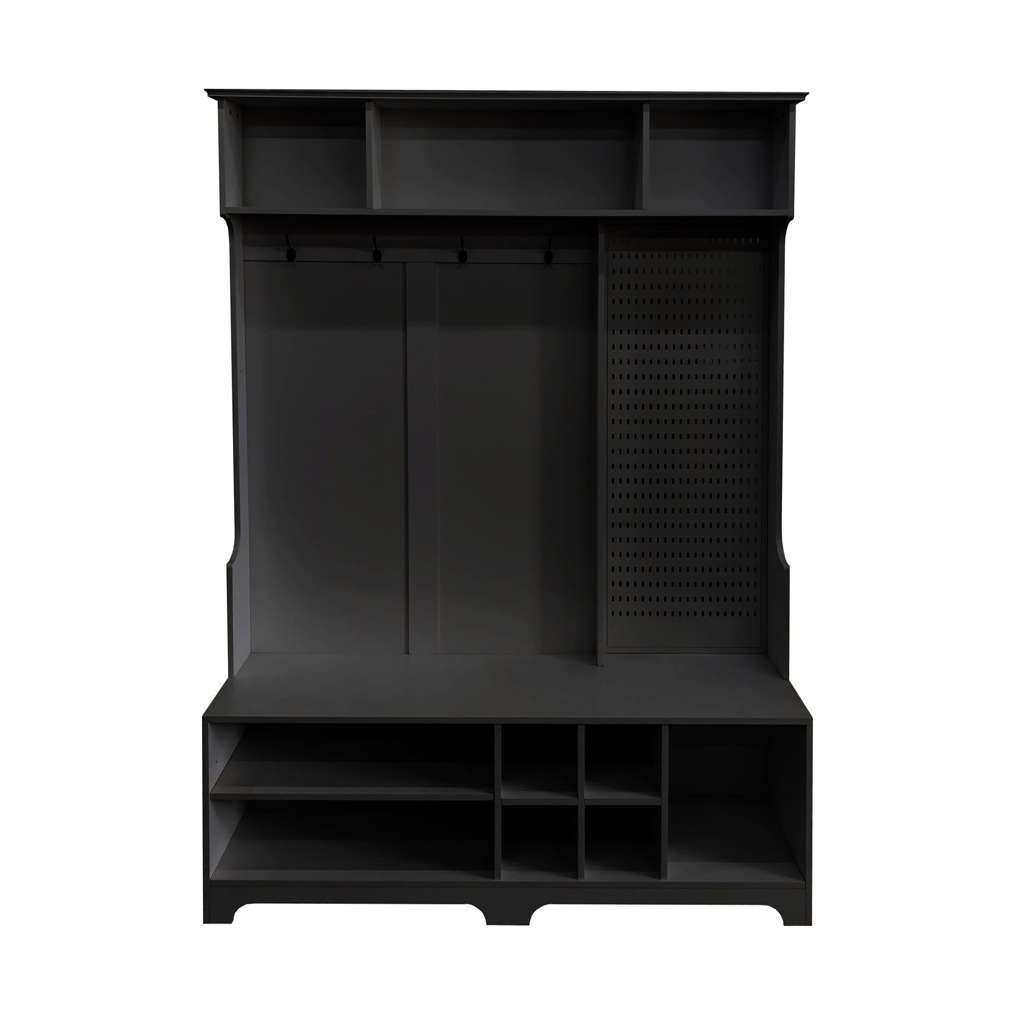 SINOFURN SYB930040BK Modern 57.5-in Black Wood Hall Tree
