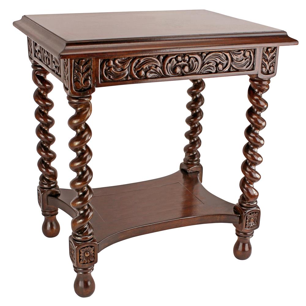 Design Toscano 16-in W x 18-in H Walnut Wood Craftsman End Table