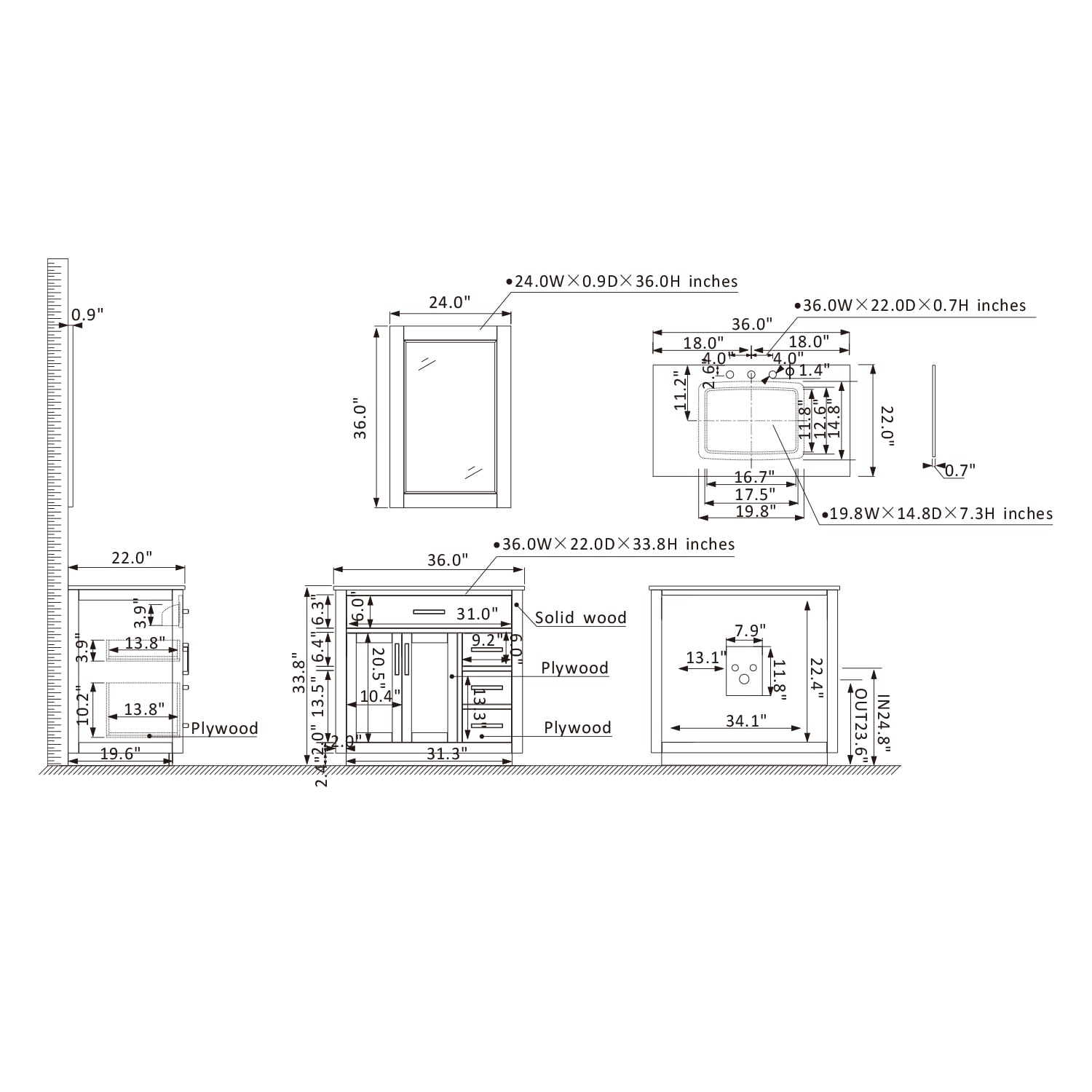 Altair 531036-GR-CA Bath-Vanity-Combo - View #10